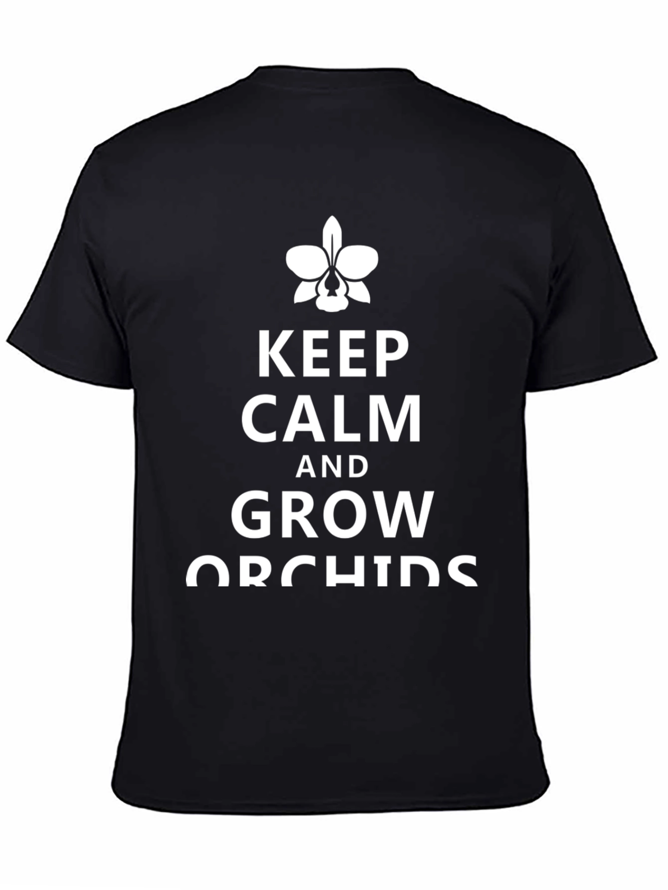 Black Keep Calm and Grow Orchids T-Shirt view 4