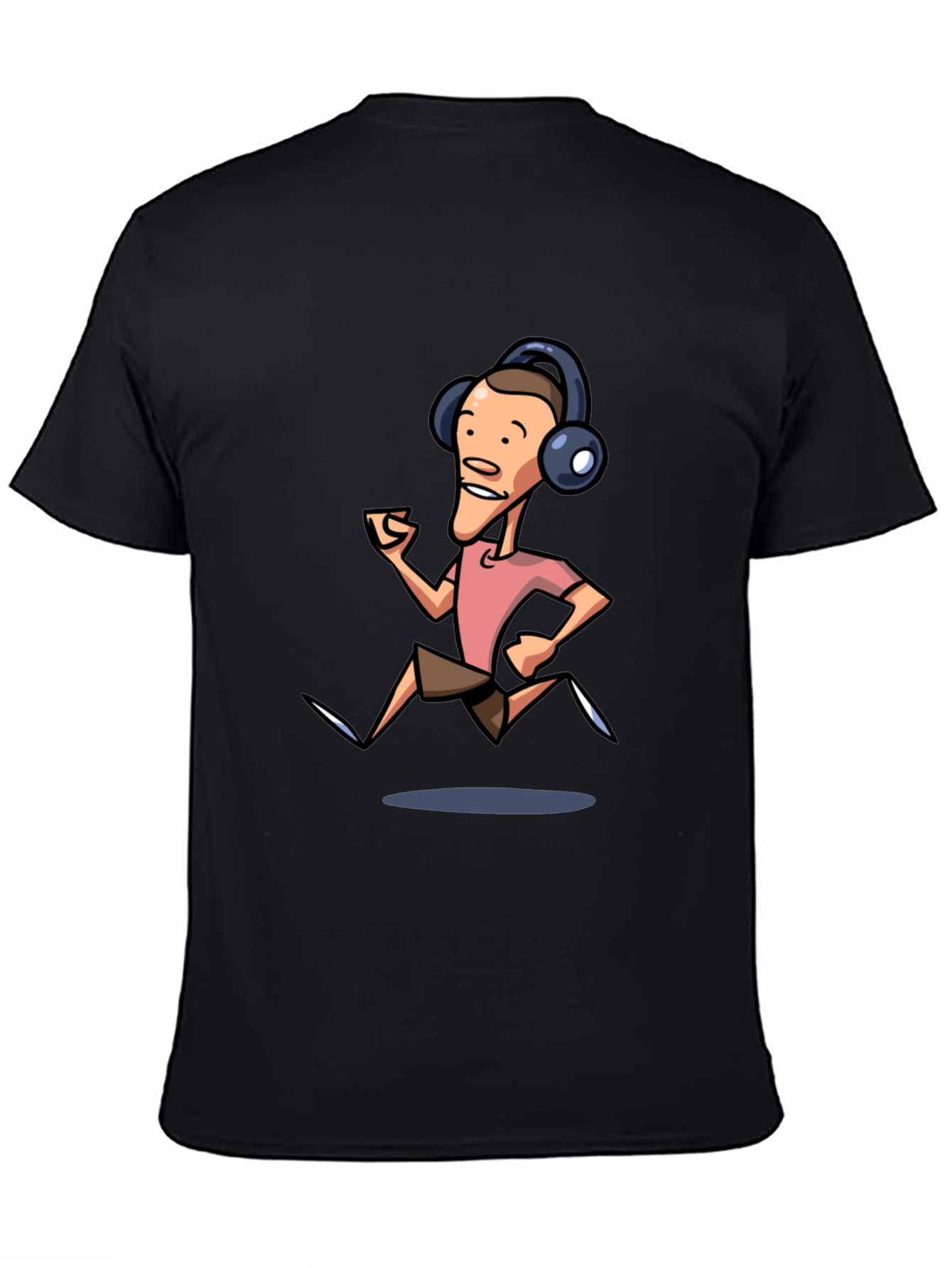 Black Cartoon Runner Graphic Tee - Black Cotton Blend view 4