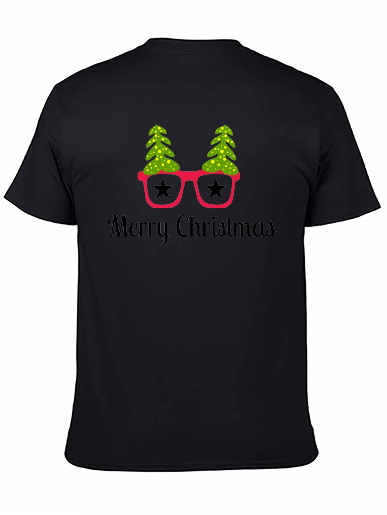 Black Festive Merry Christmas T-Shirt view 4