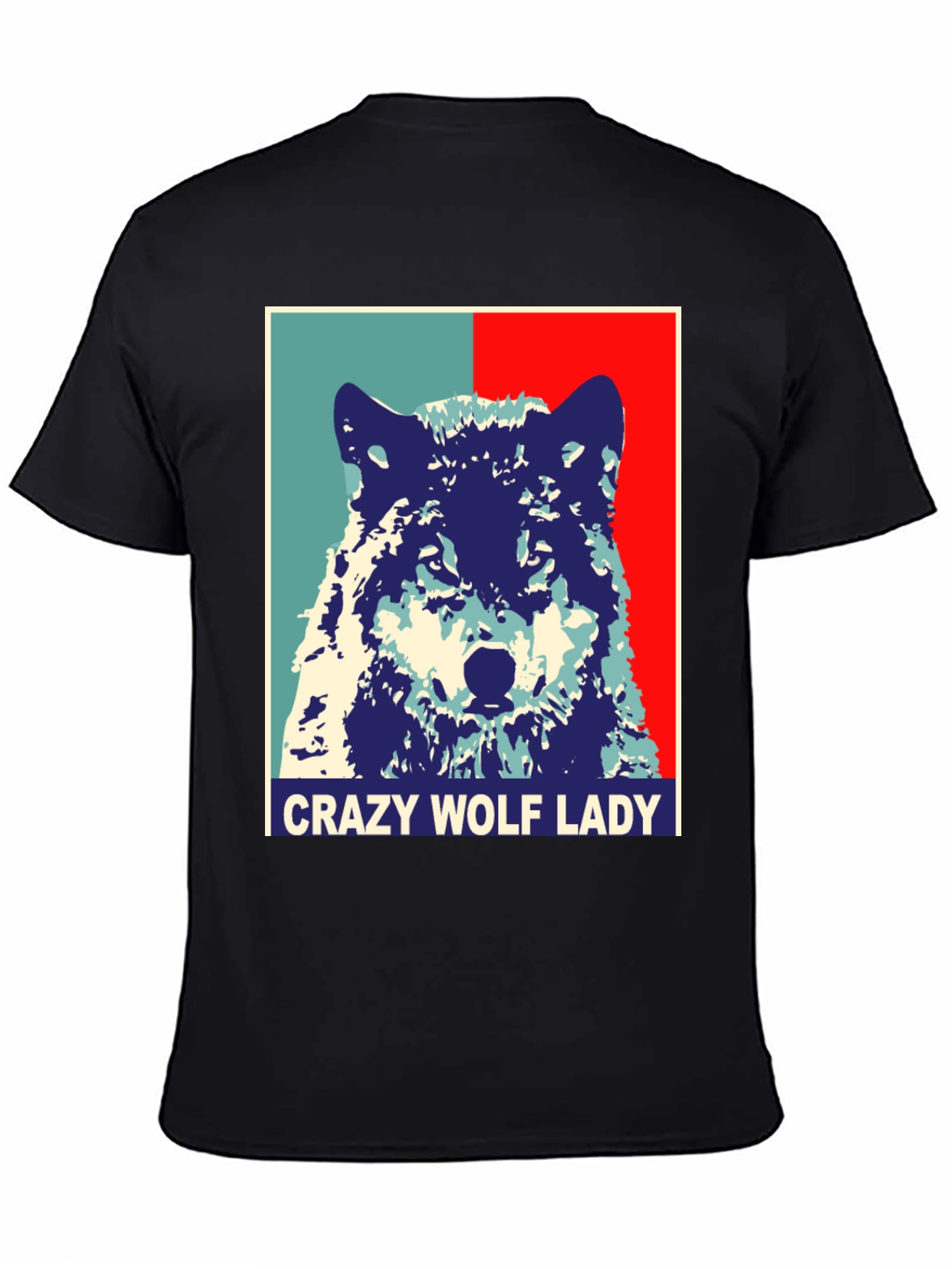 Crazy Wolf Lady Graphic Tee - Unisex Novelty T-Shirt - 4