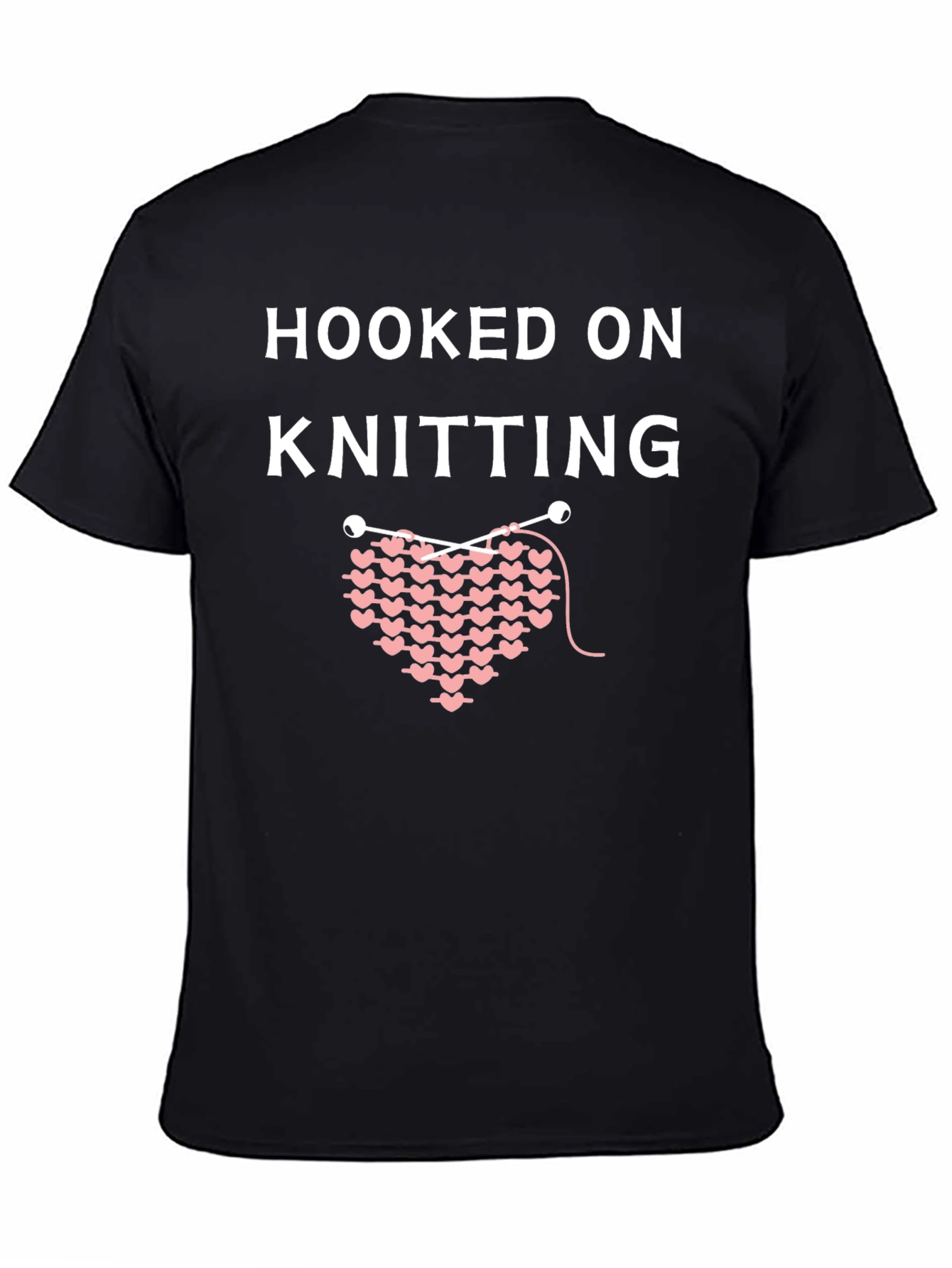 Black Hooked On Knitting T-Shirt view 4