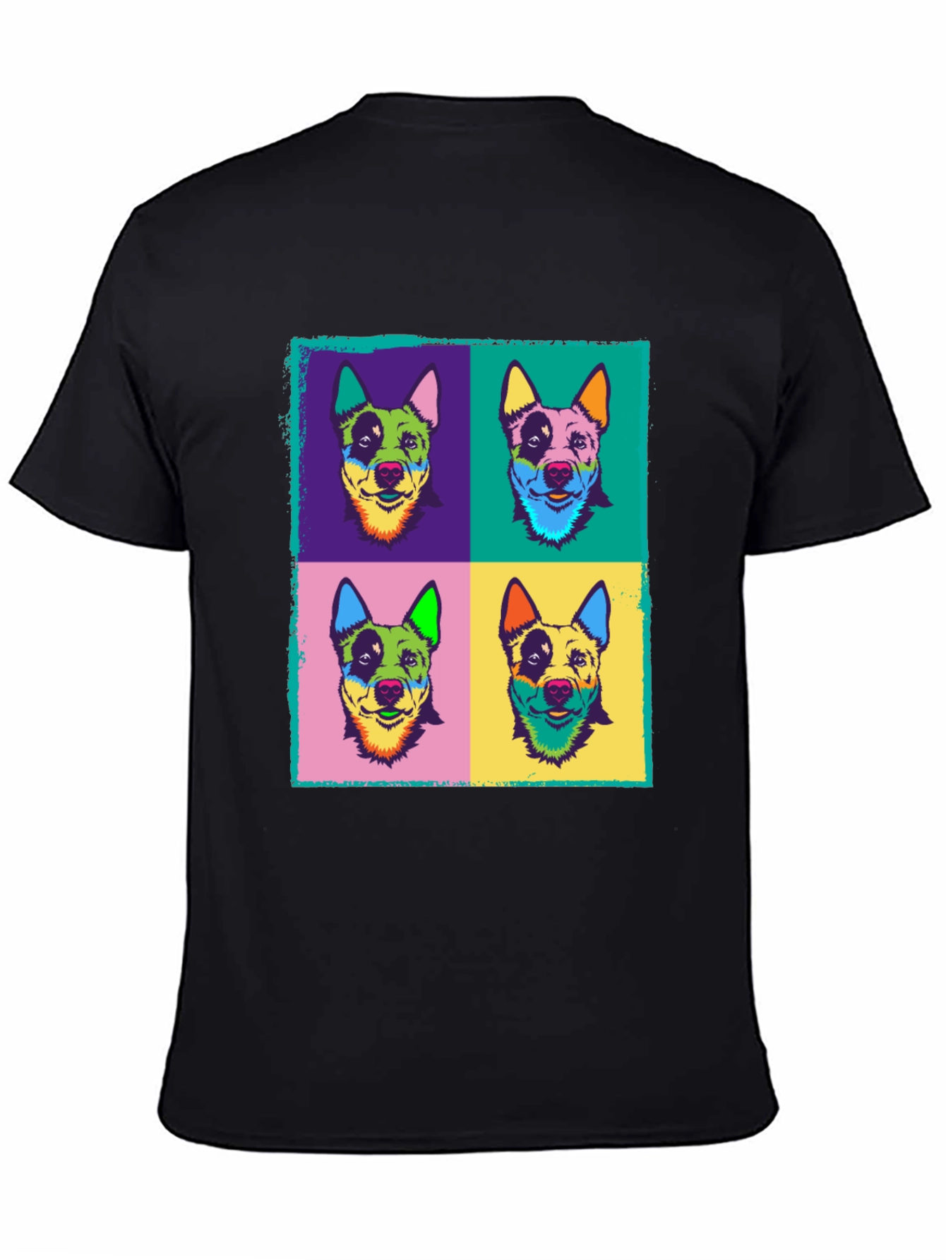 Black Pop Art Dog Print Black T-Shirt view 4