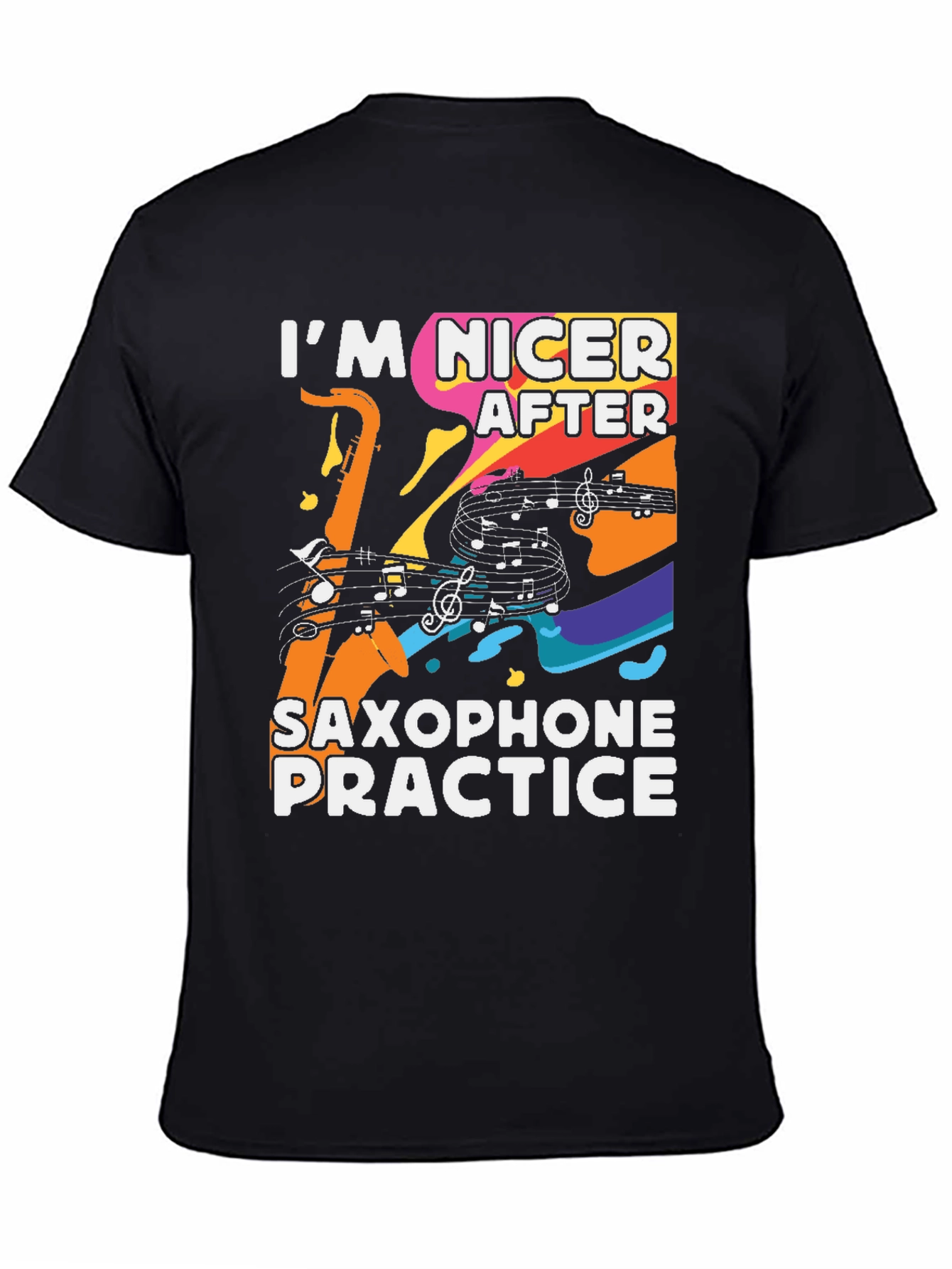 Black Funny Saxophone Practice T-Shirt view 4