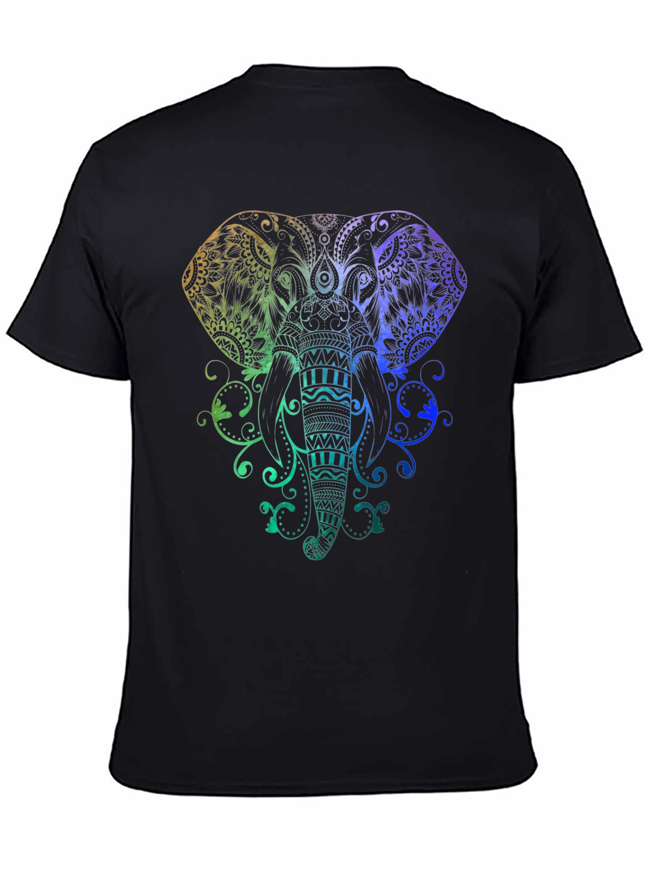 Black Rainbow Elephant Graphic Tee - Black view 4