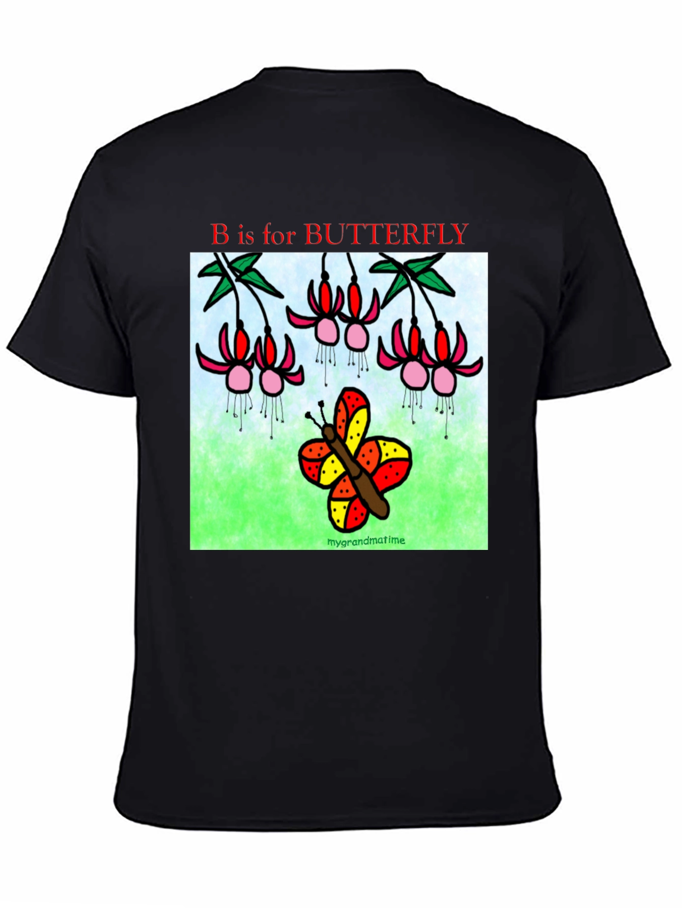 Black B is for Butterfly Graphic T-Shirt view 4