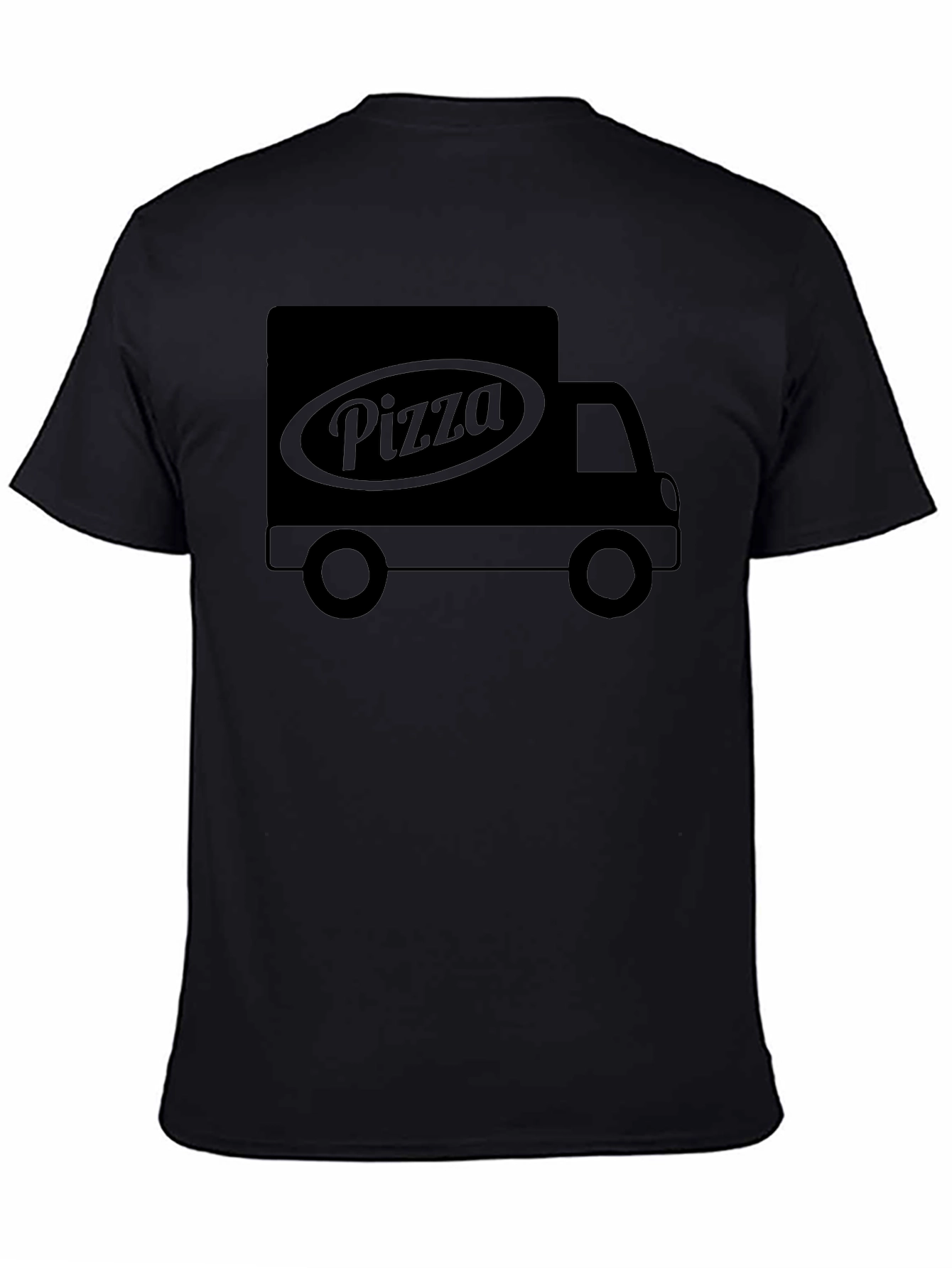 Black Pizza Delivery Truck Graphic Tee - Unisex Black T-Shirt view 4