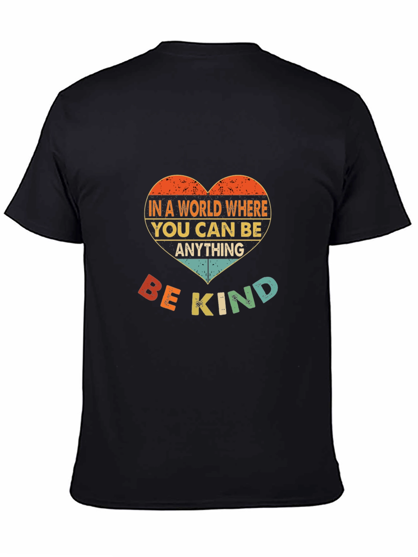 Black Be Kind T-Shirt - Heart Design view 4