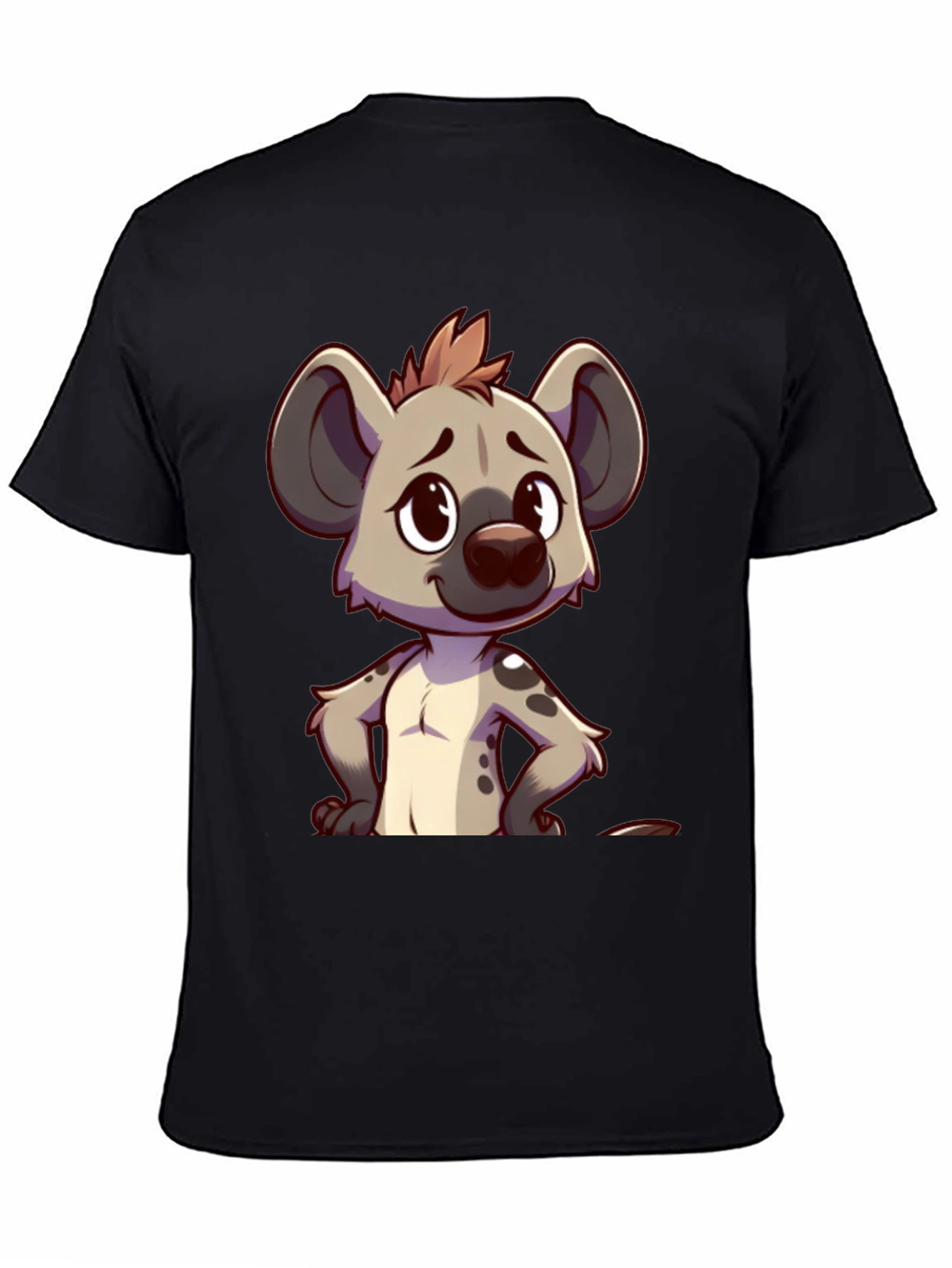 Black Cartoon Hyena Graphic Tee - Stylish Black T-Shirt view 4