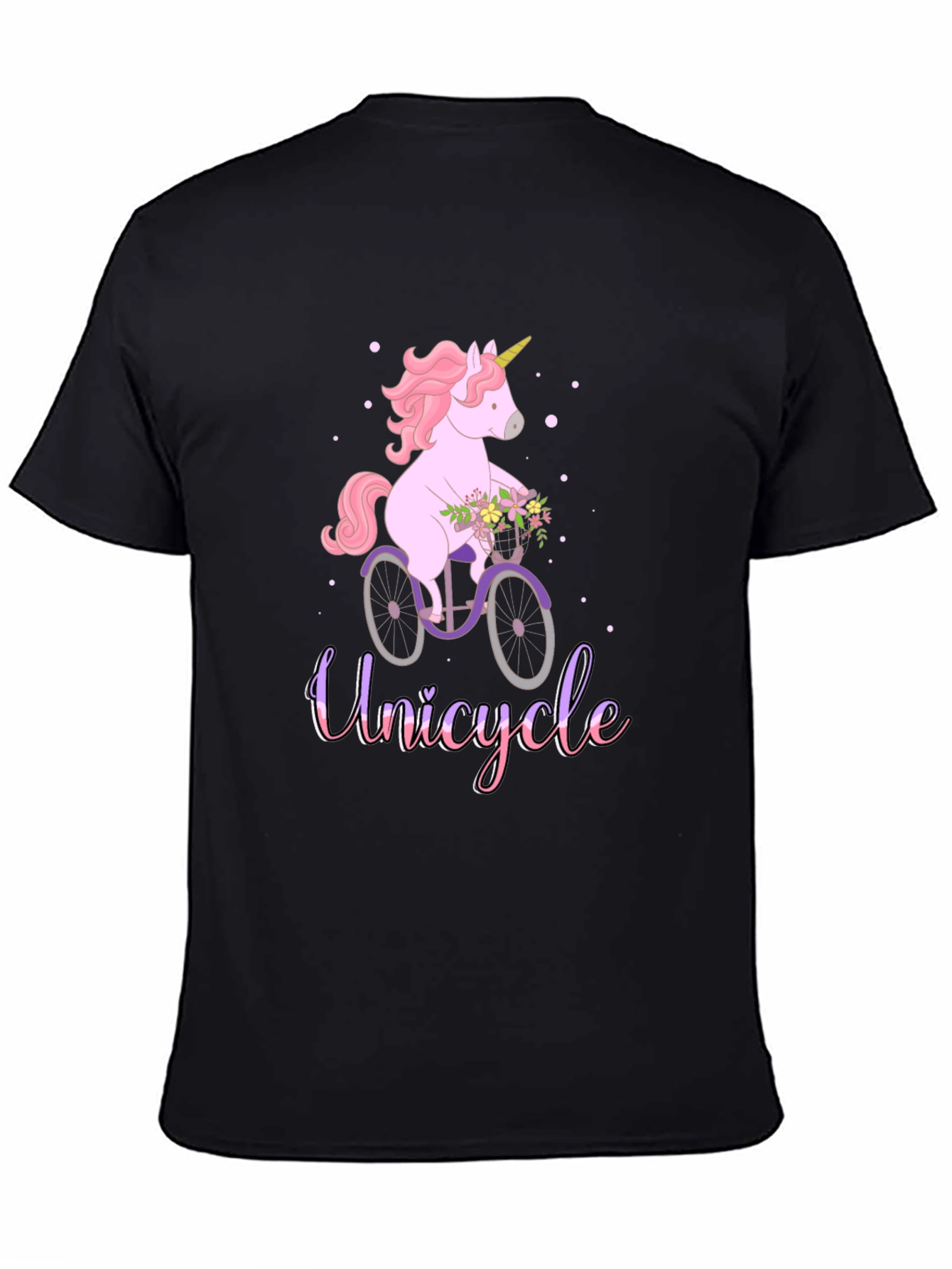 Black Unicycle Unicorn T-Shirt - Cute Graphic Tee view 4