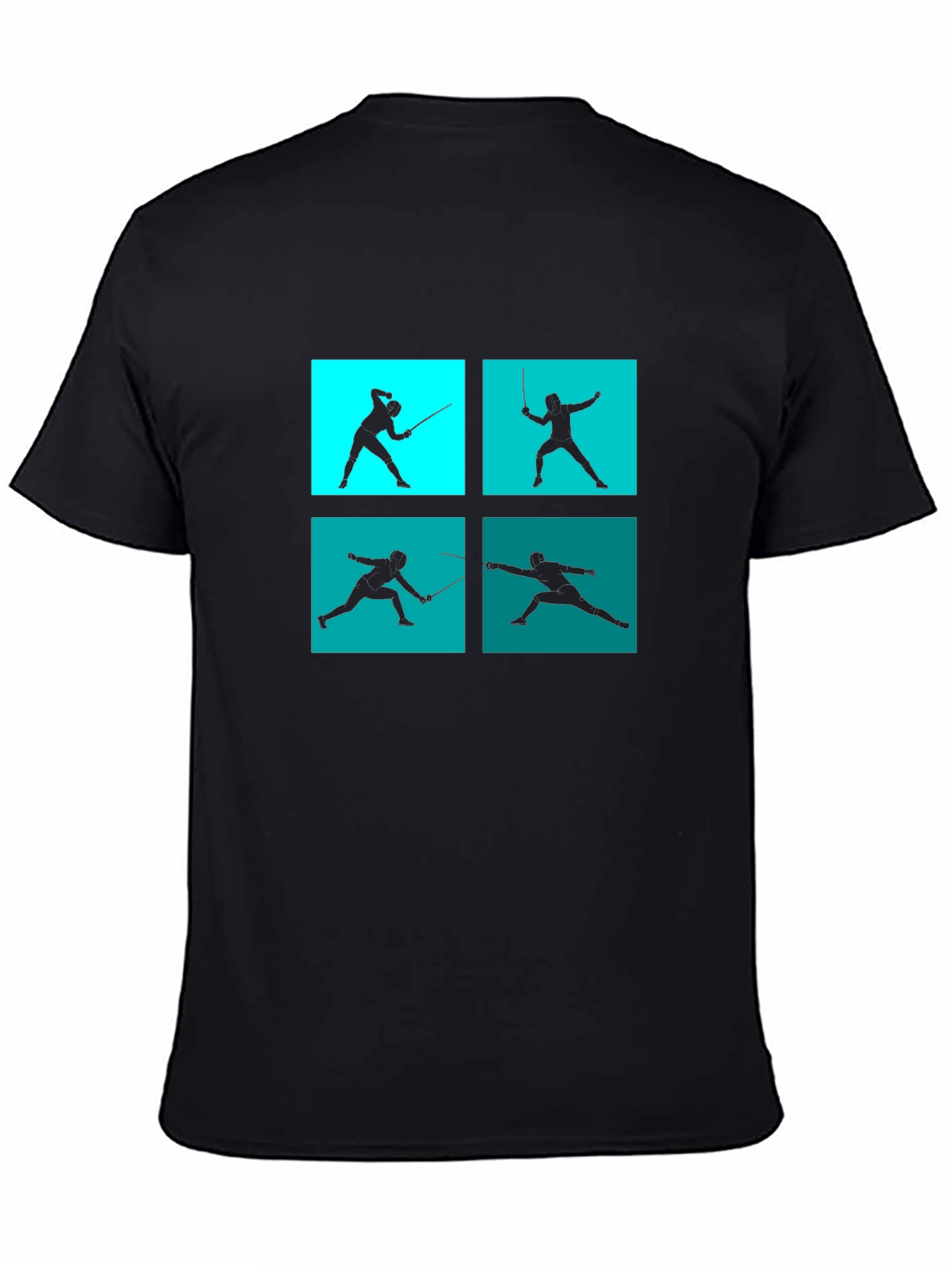 Black Fencing Silhouette Graphic Tee - Black Cotton Blend view 4
