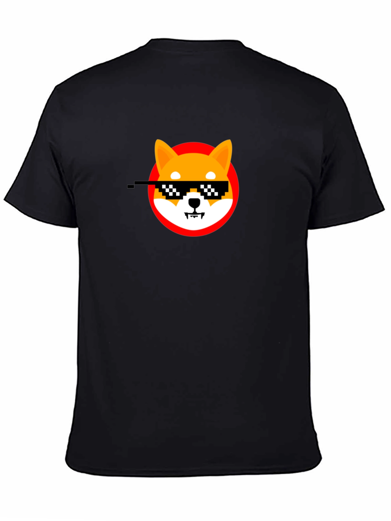 Black Shiba Inu Thug Life Meme Black T-Shirt view 4