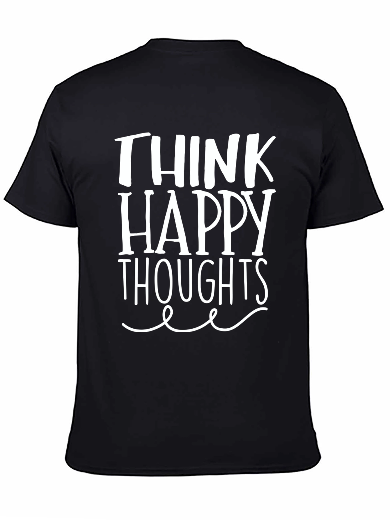 Black Think Happy Thoughts Graphic Tee - Black view 4