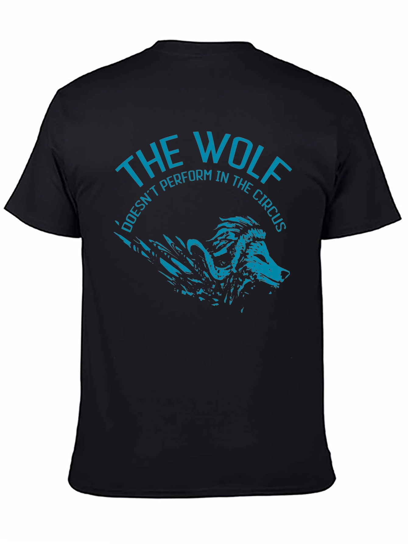Black The Wolf Doesn't Perform T-Shirt - Cool Graphic Tee view 4