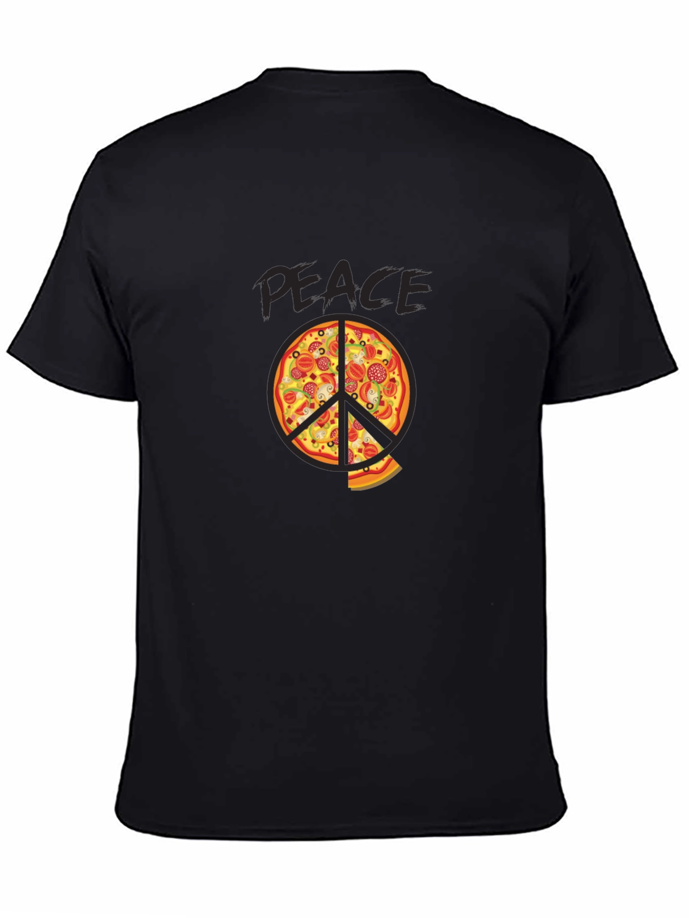Black Pizza Peace Sign Graphic Tee view 4