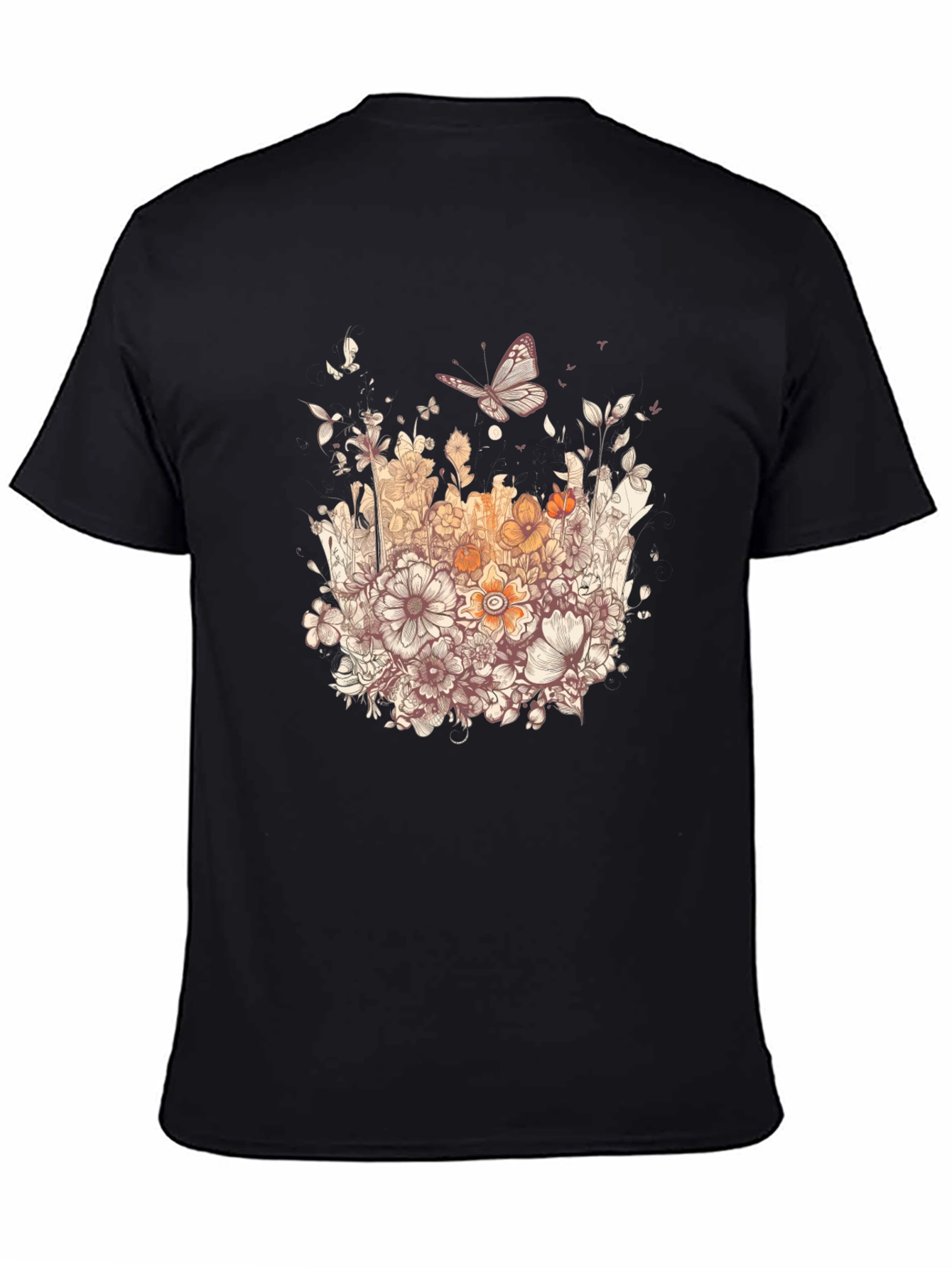 Black Floral Butterfly Graphic Tee view 4