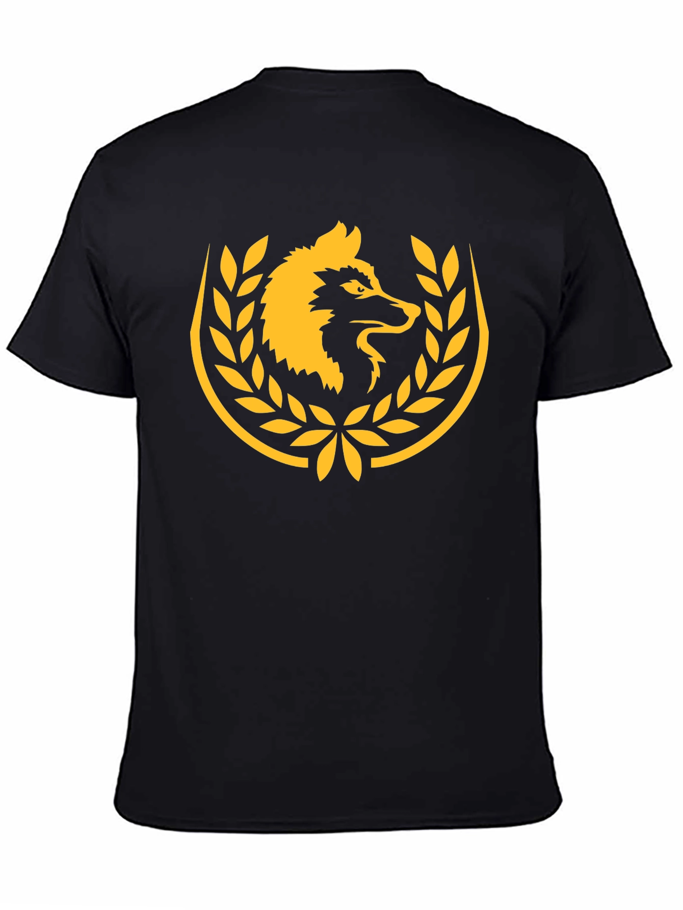 Black Wolf Laurel Wreath Black T-Shirt view 4