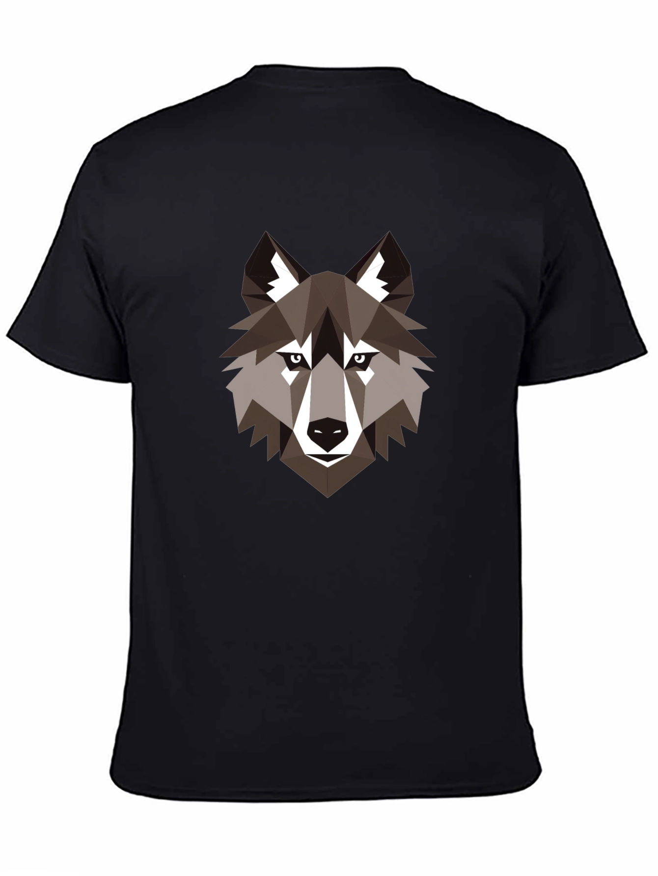 Black Geometric Wolf Graphic Black T-Shirt view 4
