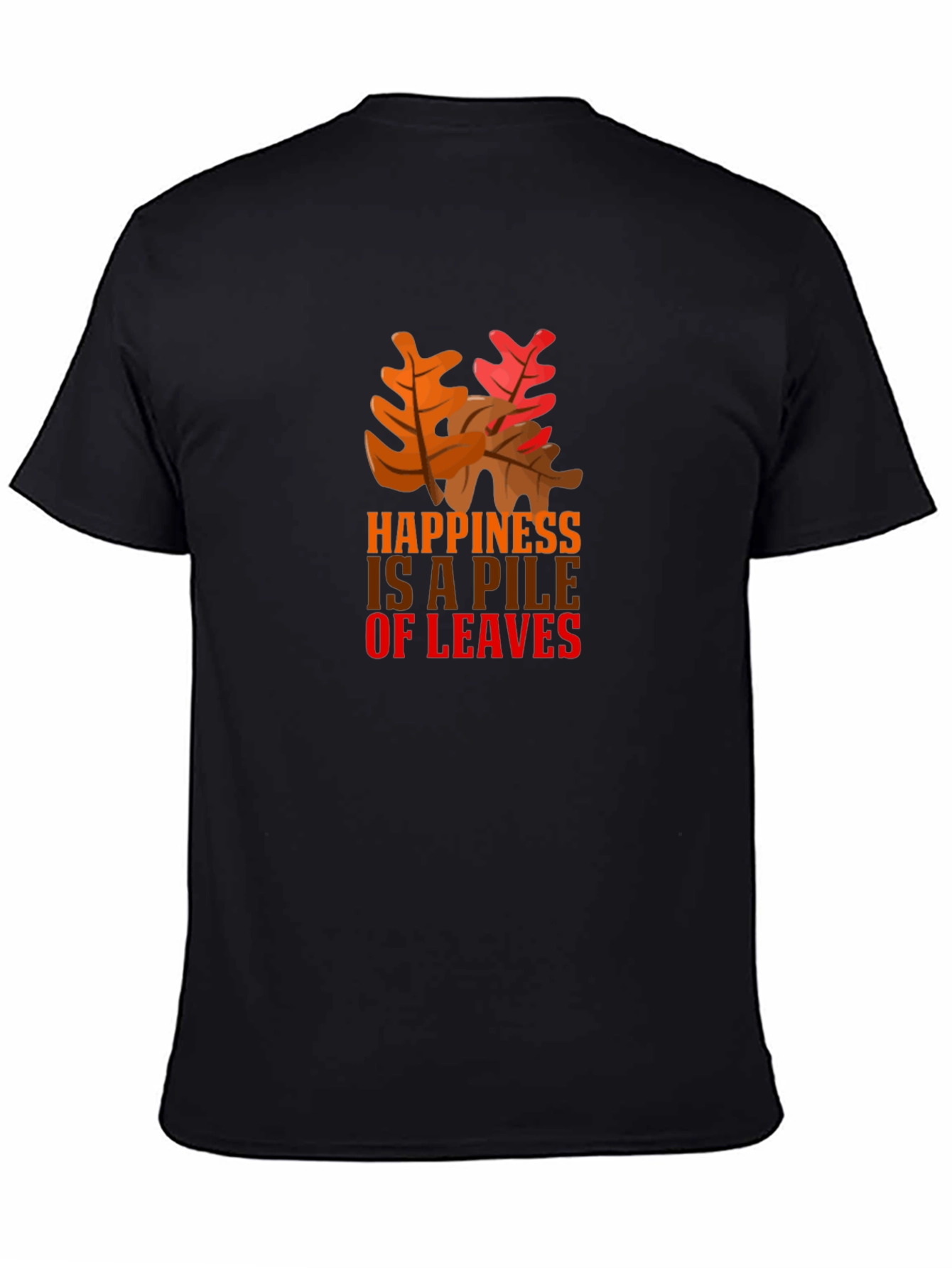 Black Autumn Leaves Happiness Graphic Tee - Black view 4