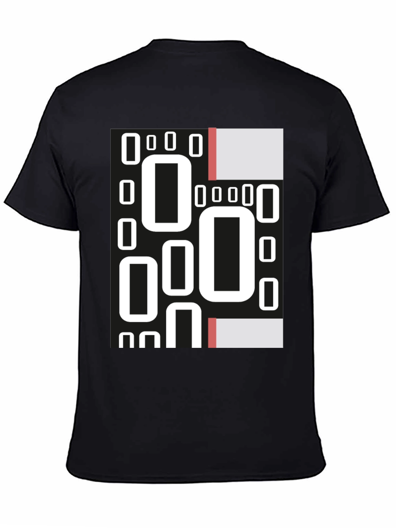 Black Abstract Geometric Patterned Black T-Shirt view 4