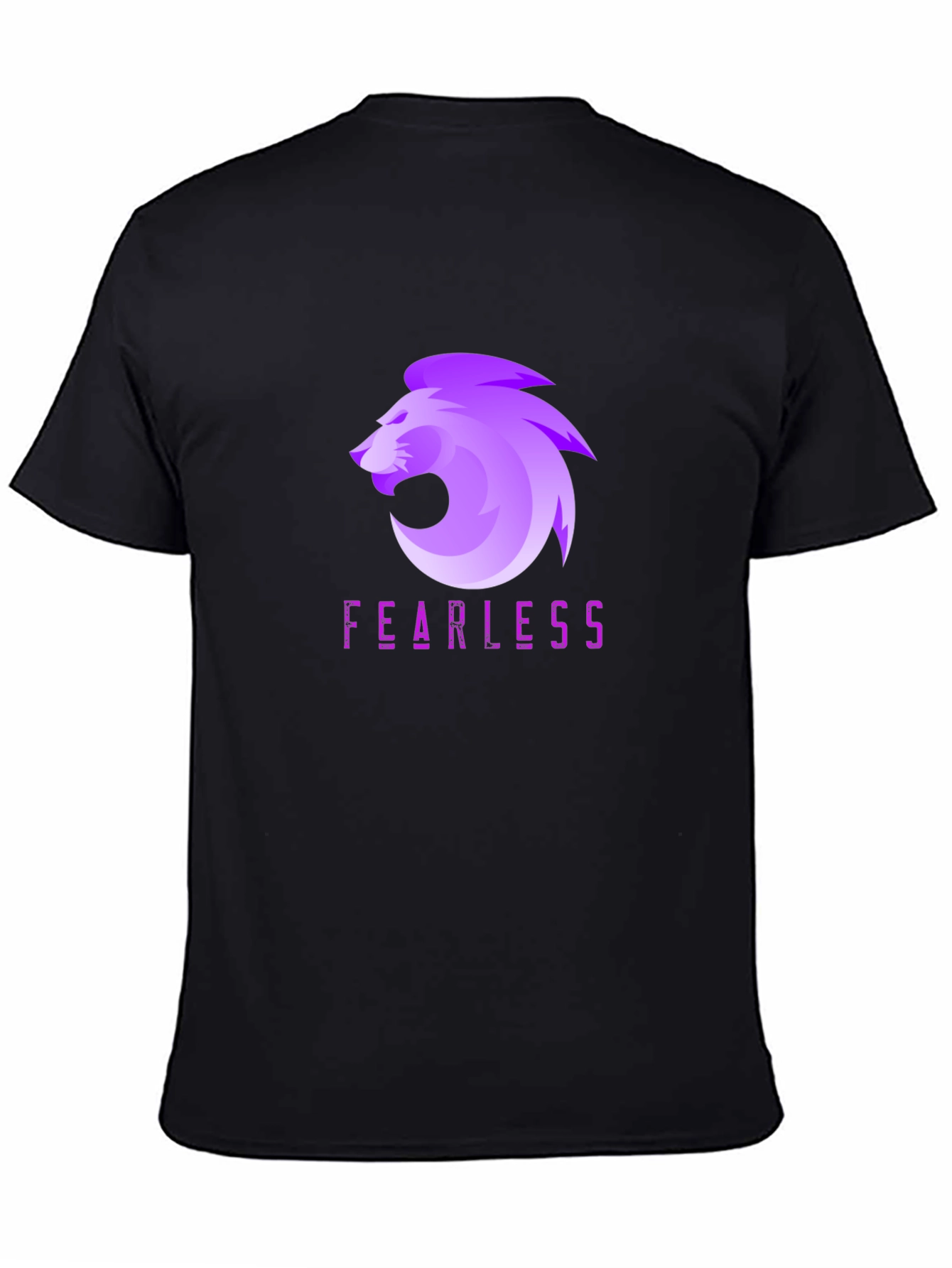 Black Fearless Lion Graphic Tee - Black Cotton Blend view 4