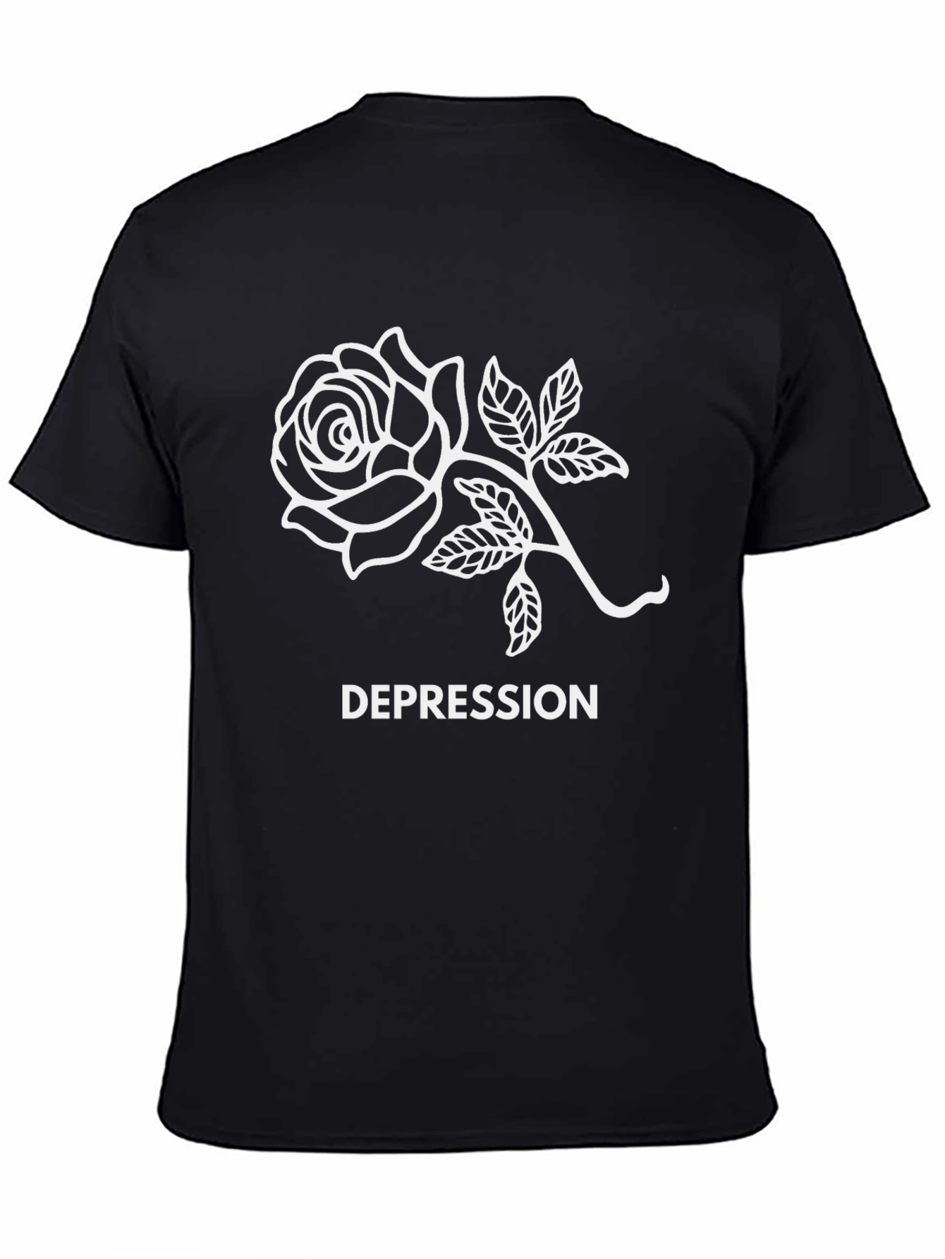 Black Rose Depression Graphic T-Shirt - Black view 4