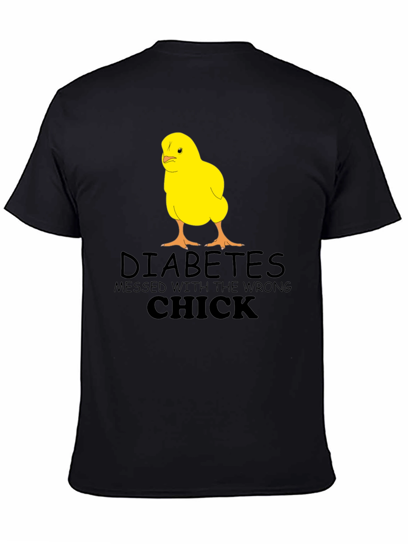 Black Diabetes Wrong Chick T-Shirt, Funny Graphic Tee view 4