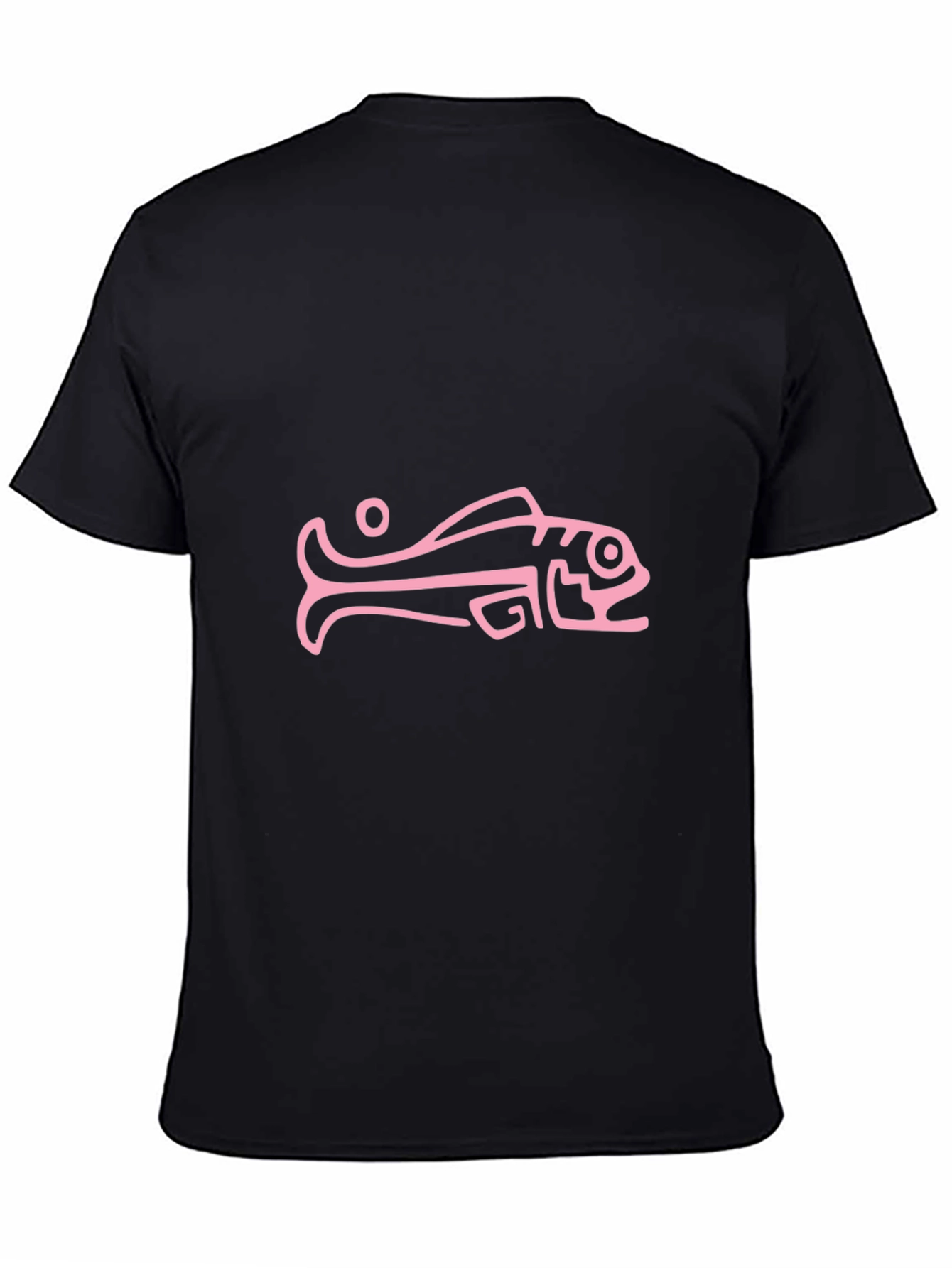 Black Pink Aztec Fish Graphic Tee - Black Cotton Comfort view 4