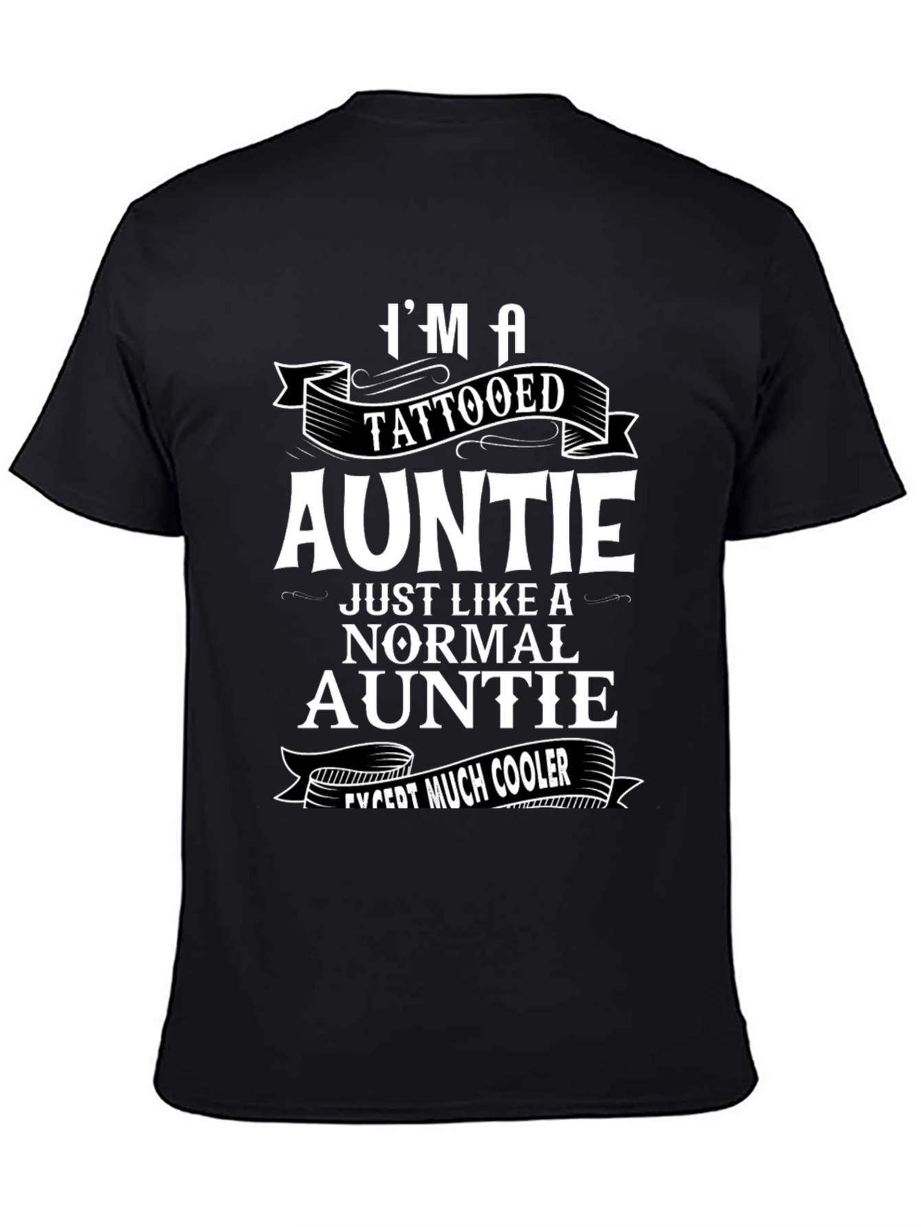 Black Tattooed Auntie T-Shirt - Cool Aunt Gift view 4