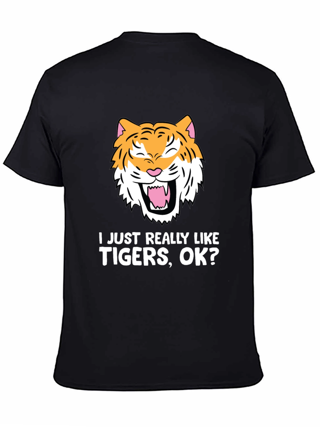 Black Funny Tiger Lover T-Shirt - I Just Really Like Tigers OK? view 4