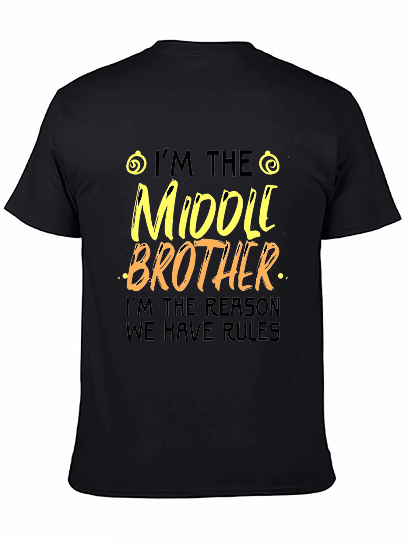Black Middle Brother Rules T-Shirt Funny Family Tee view 4