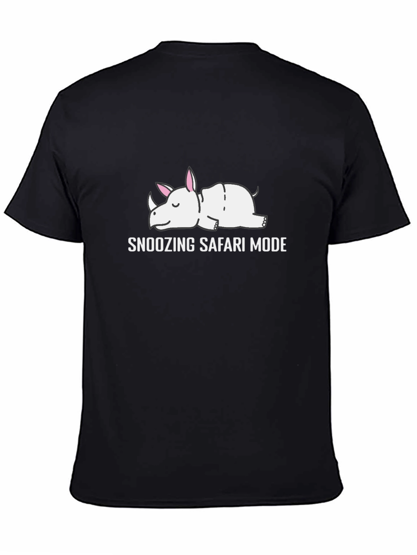 Black Snoozing Safari Mode Rhino Graphic T-Shirt view 4