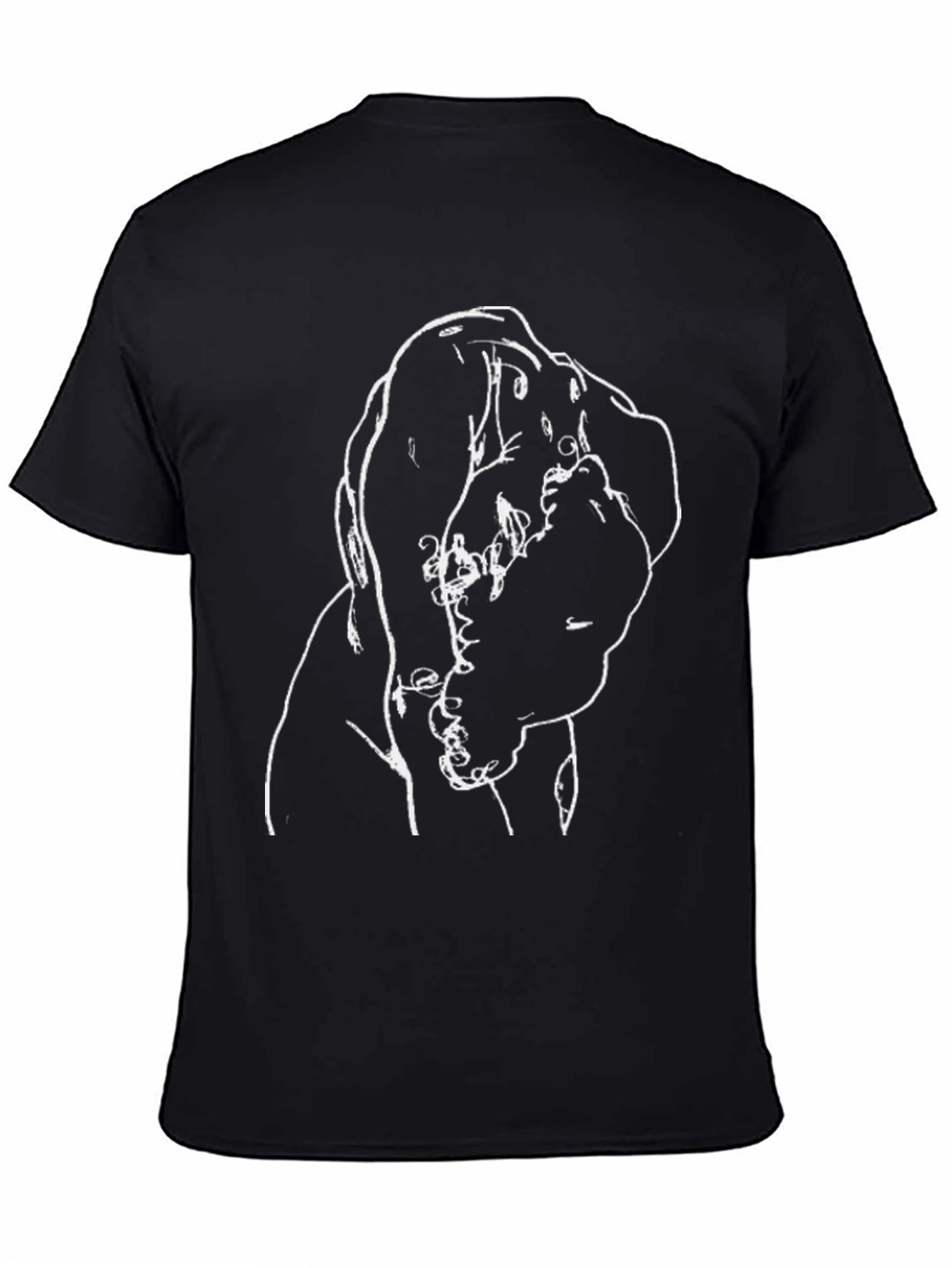 Black Minimalist Dog Sketch Black T-Shirt view 4