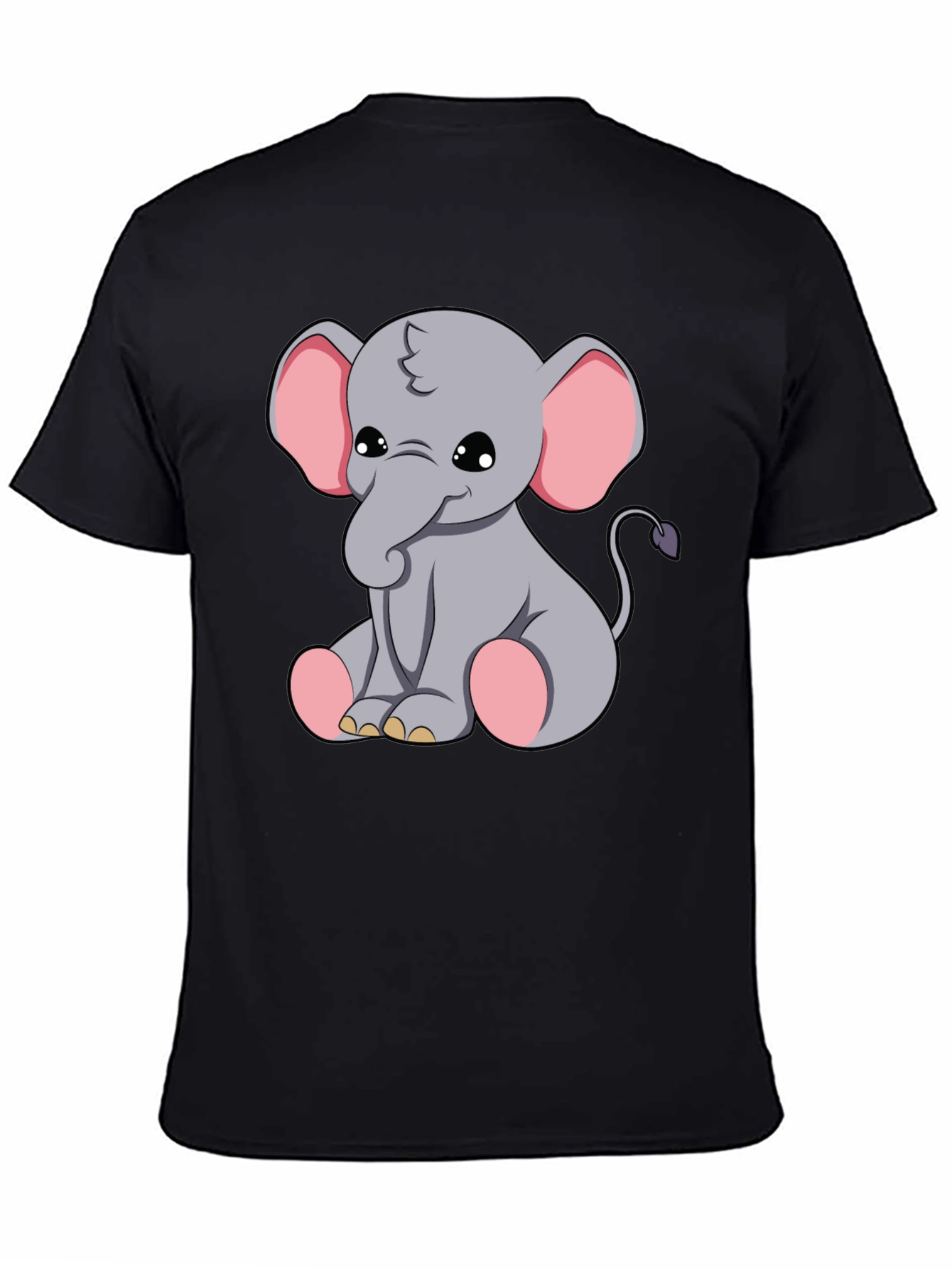 Black Cute Elephant Graphic Tee - Soft Cotton Blend view 4