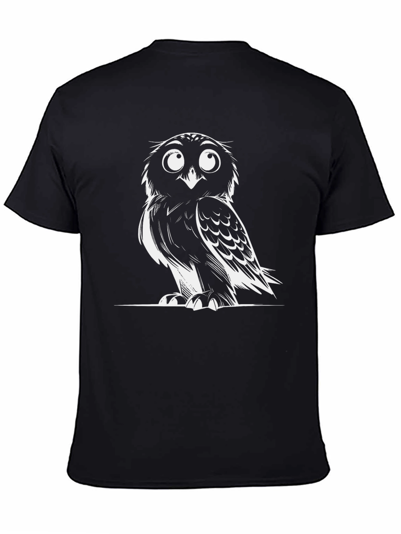 Black Owl Graphic Print Black T-Shirt view 4