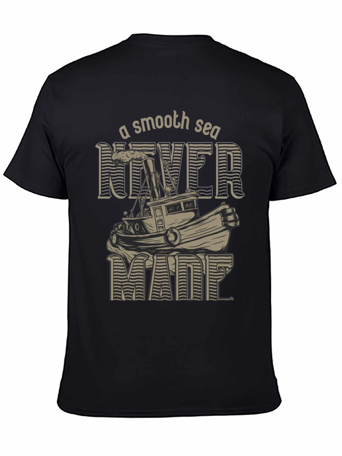 Black Smooth Sea T-Shirt - Nautical Design view 4