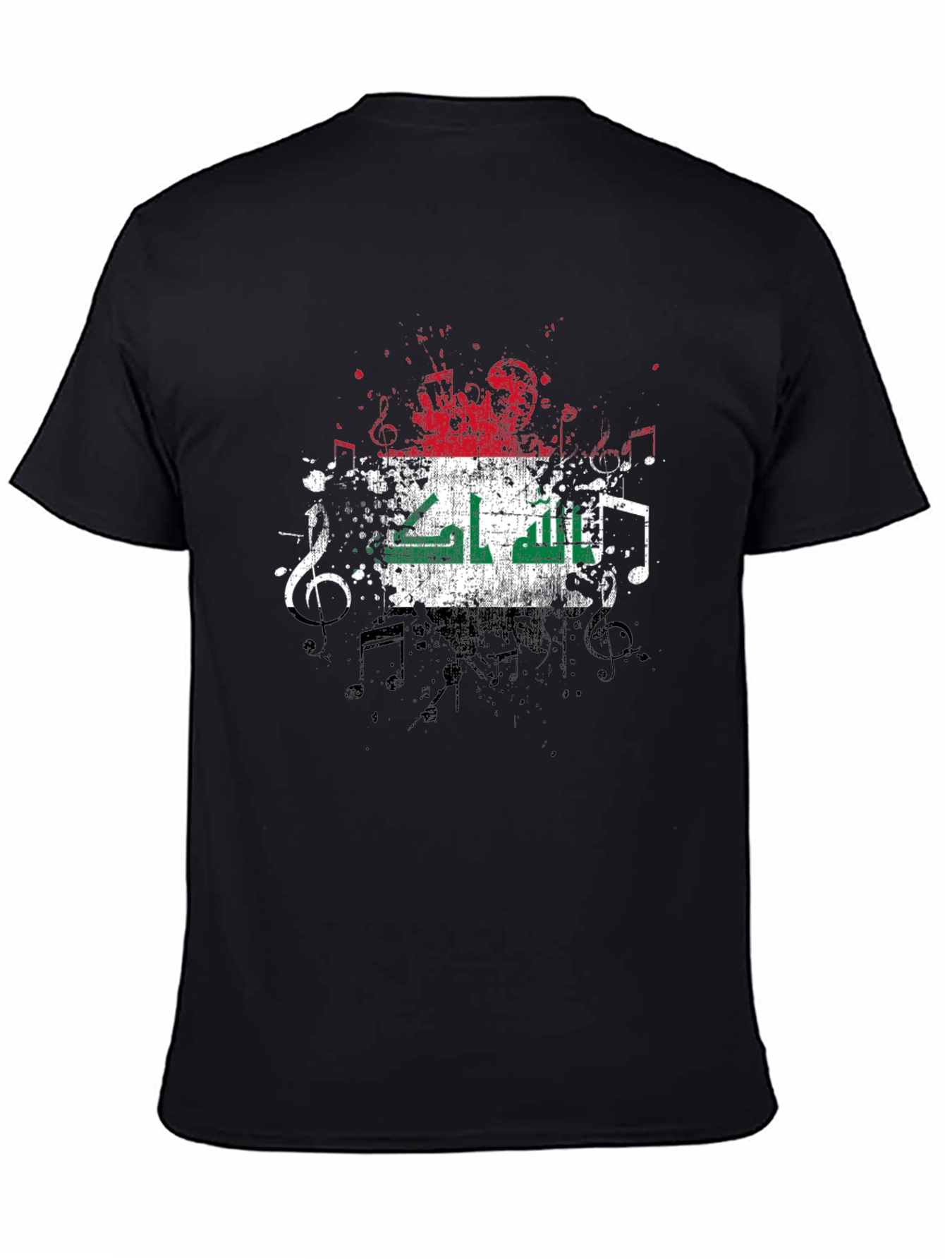 Black Iraq Flag Grunge T-Shirt view 4