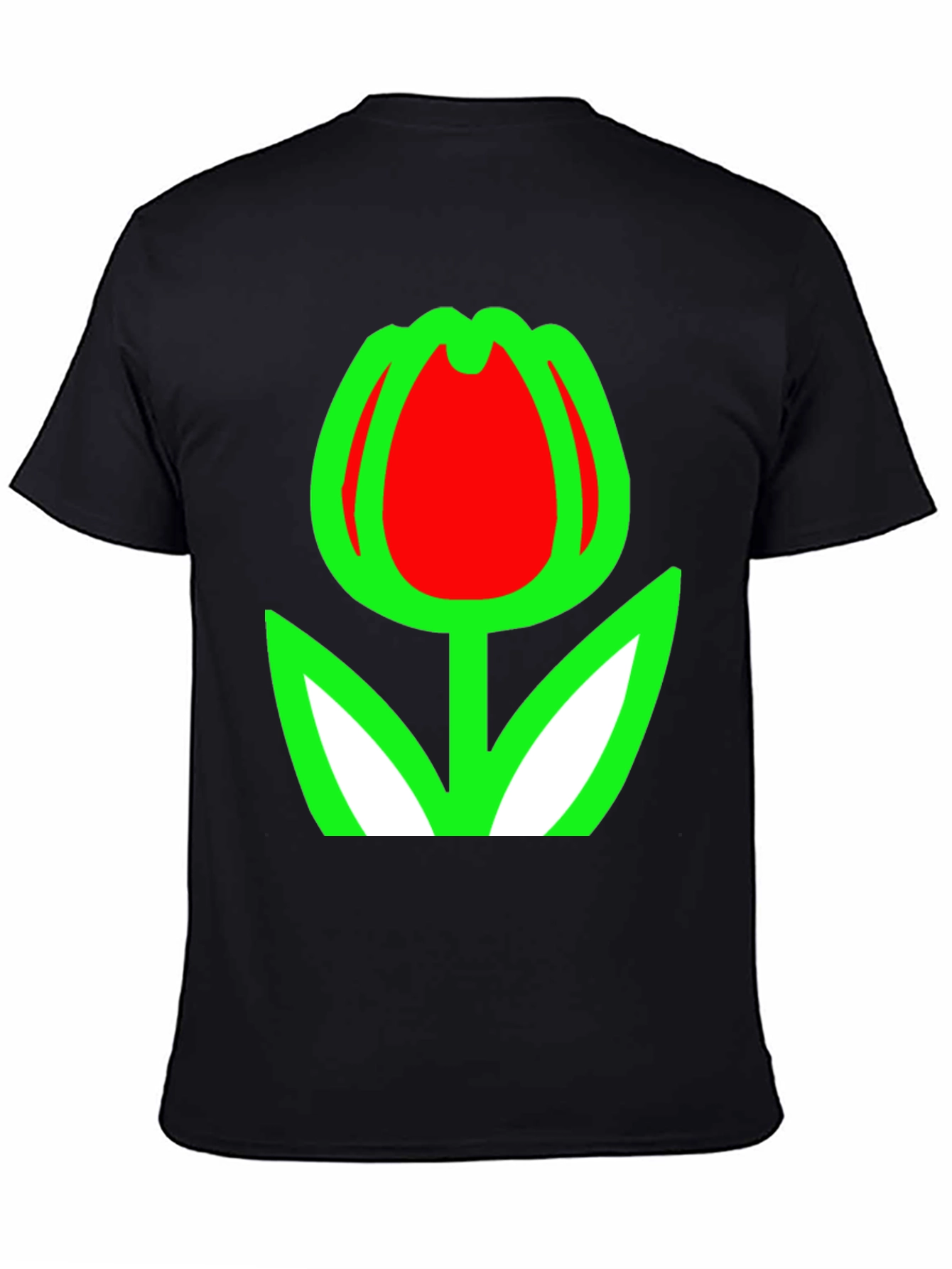 Black Tulip Graphic Tee - Bold Floral Statement Shirt view 4