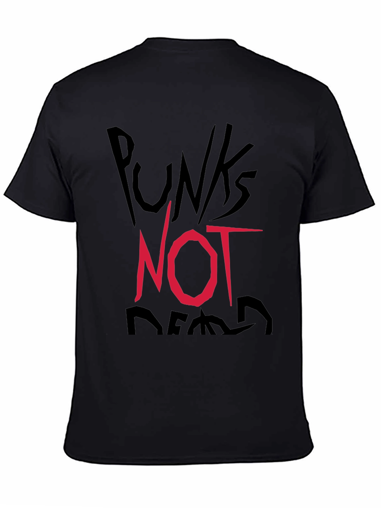 Black Punk's Not Dead Graphic Tee - Black Cotton Casual Shirt view 4