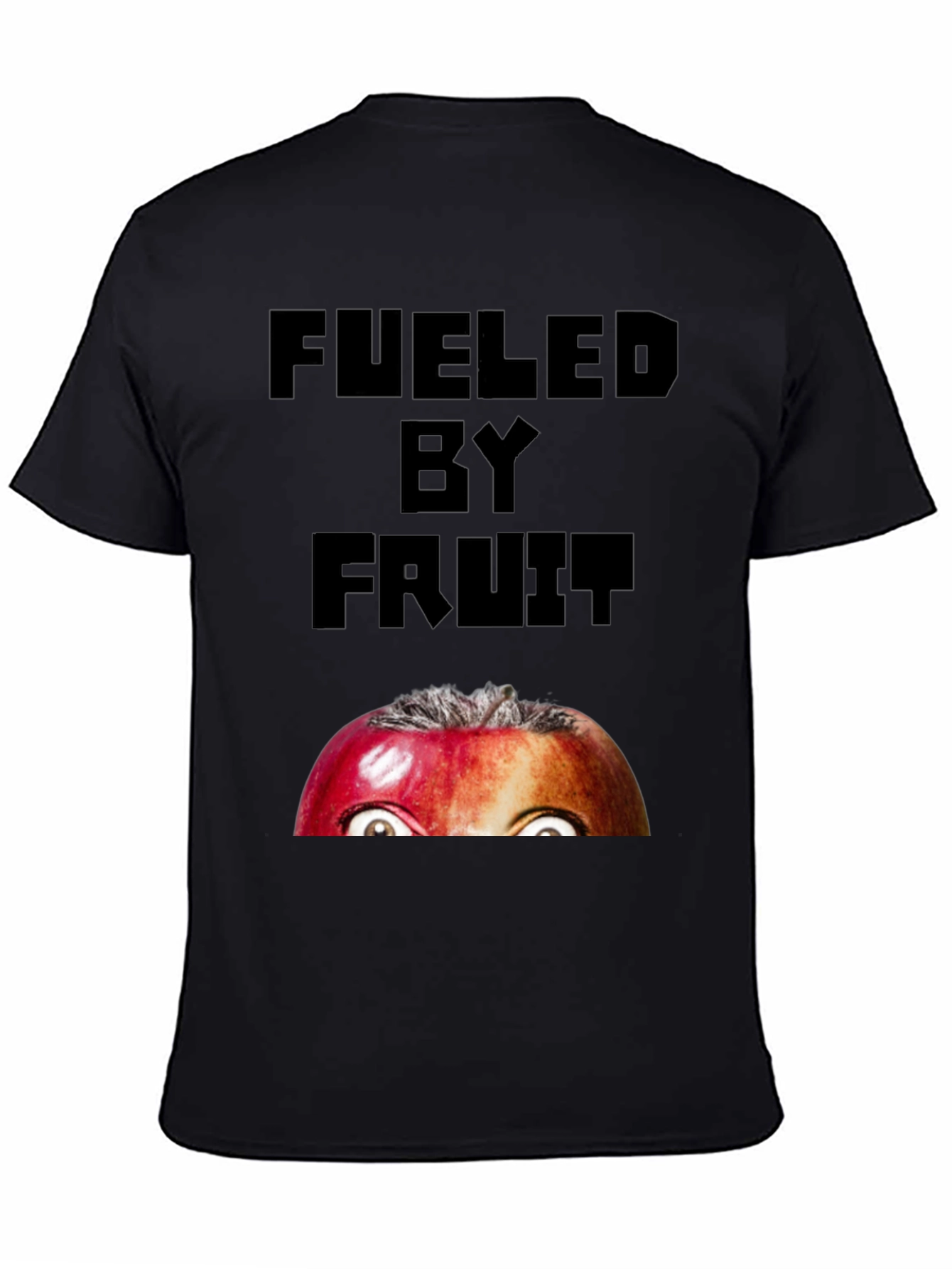 Black Fueled By Fruit Graphic T-Shirt - Funny Apple Eyes view 4