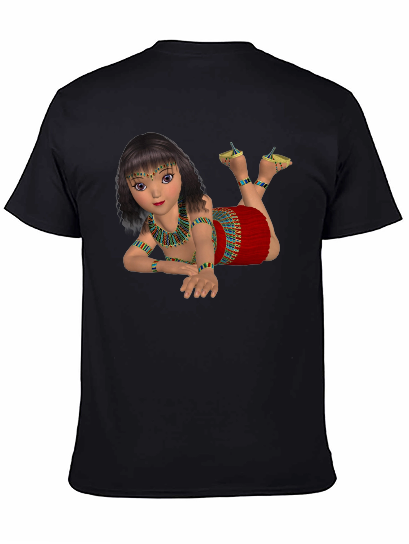 Black Egyptian Girl Graphic Tee - Black Cotton Shirt view 4