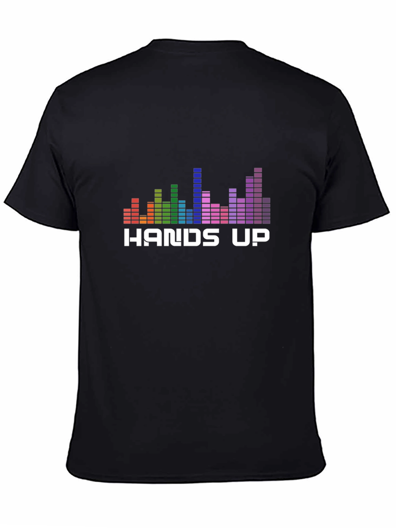 Black Hands Up Graphic T-Shirt - Music Equalizer Design view 4