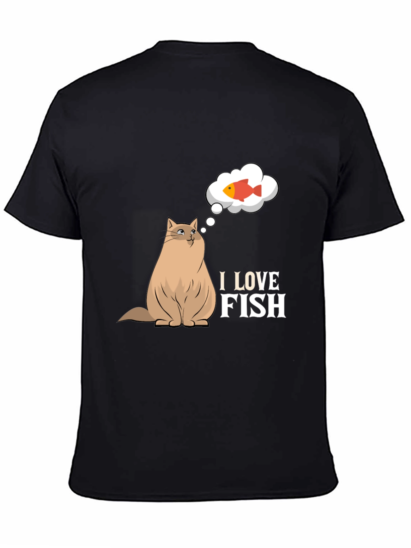 Black I Love Fish Graphic Tee - Funny Cat Lover Shirt view 4