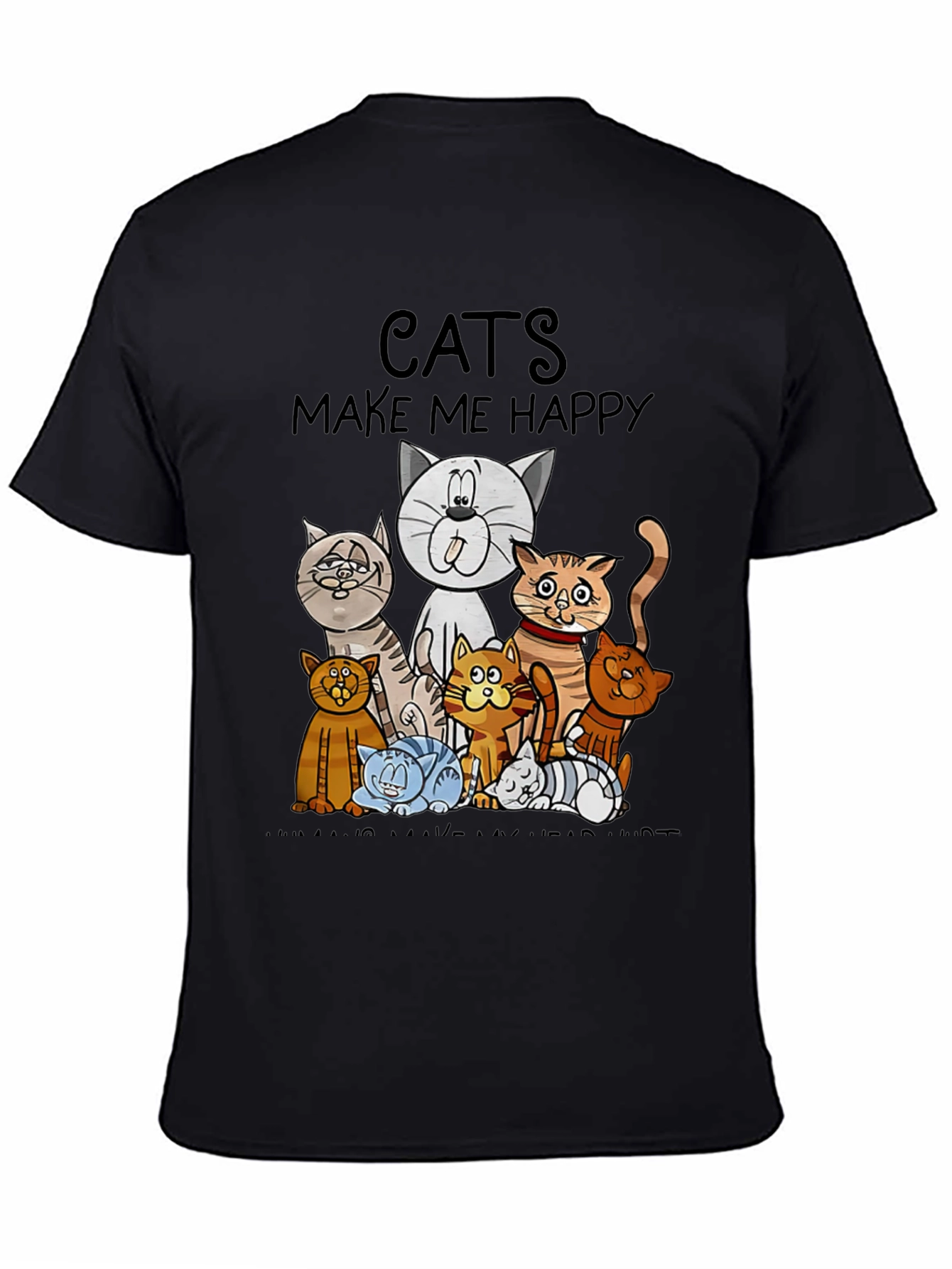 Black Cats Make Me Happy Graphic T-Shirt view 4