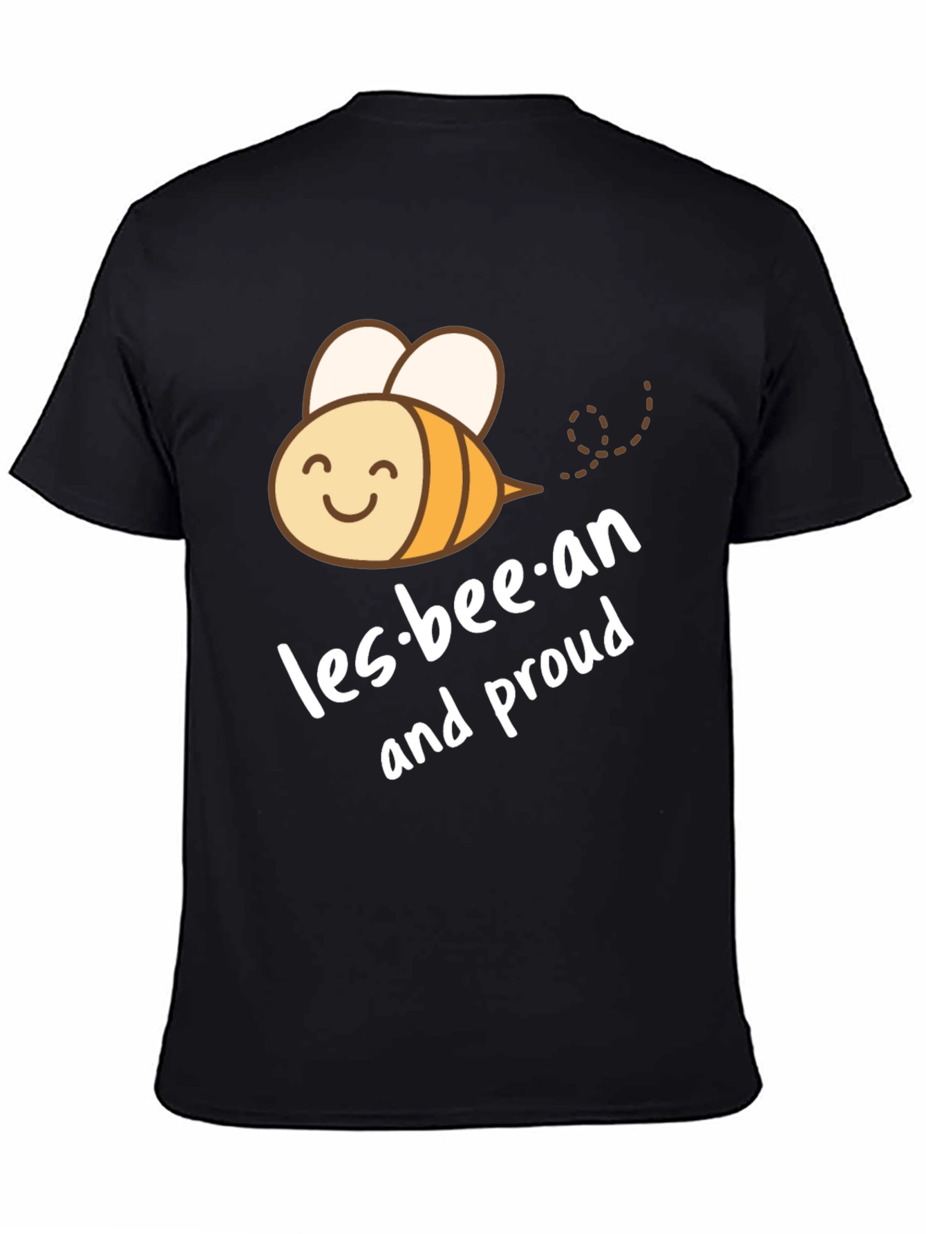 Black Les-bee-an and Proud Black T-Shirt view 4