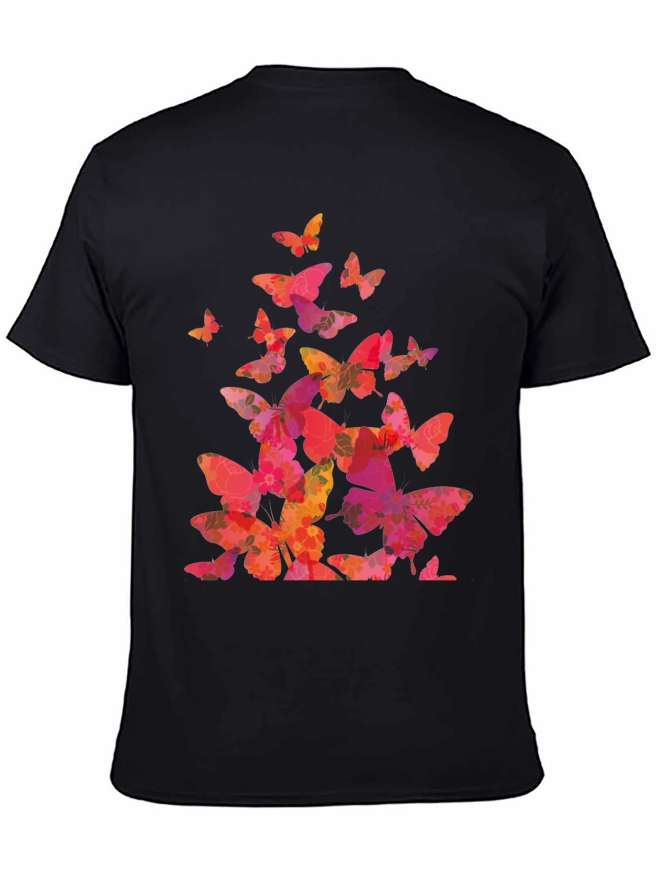 Black Butterfly Print Black T-Shirt view 4