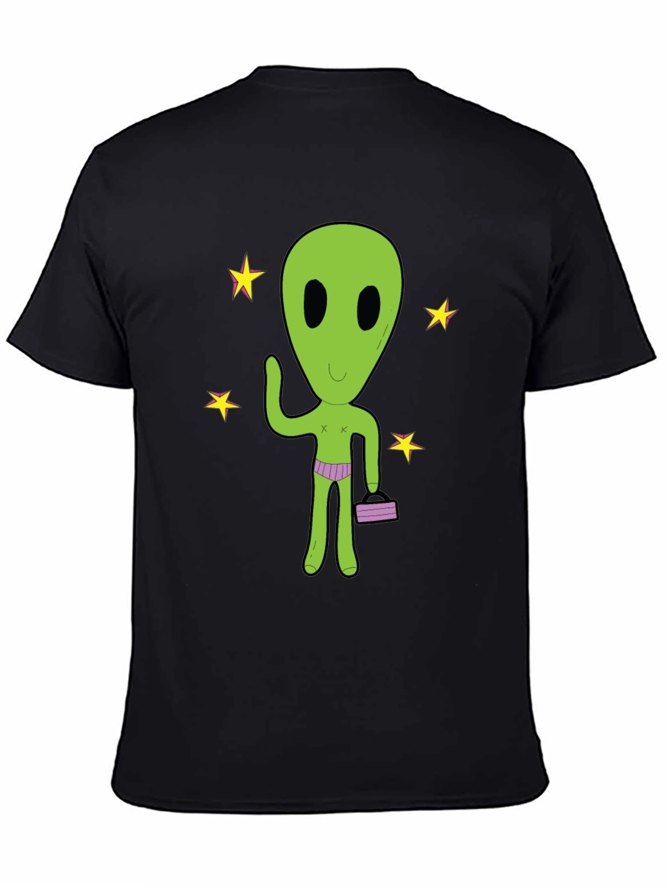 Black Alien T-Shirt - Funny Extraterrestrial Graphic Tee view 4