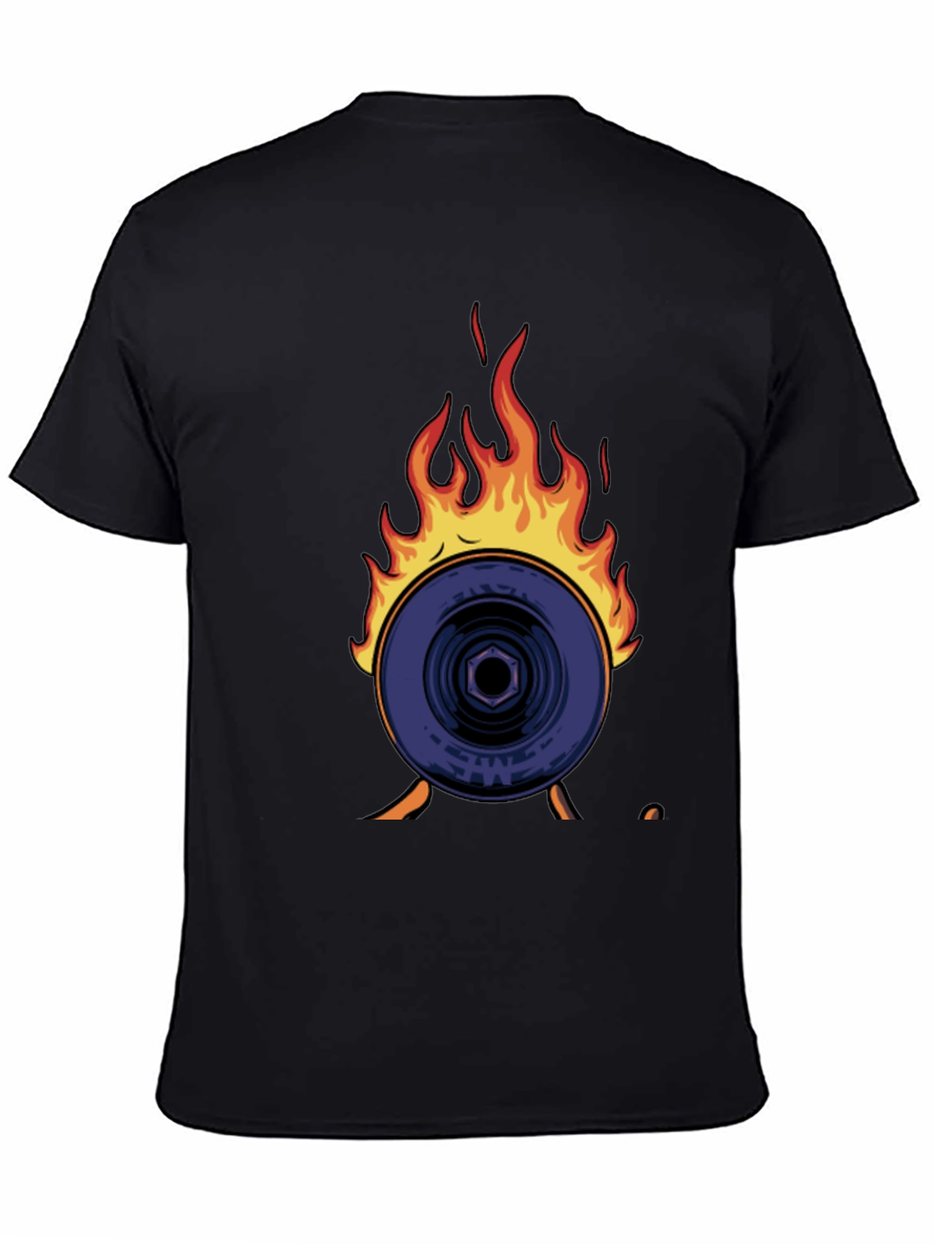 Black Flaming Record Graphic Tee - Bold Statement Shirt view 4