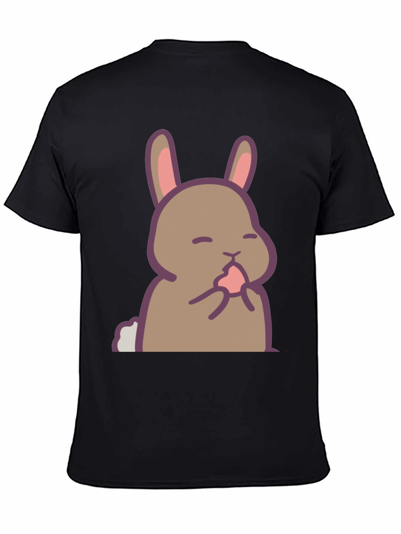 Black Cute Rabbit Graphic Black T-Shirt view 4