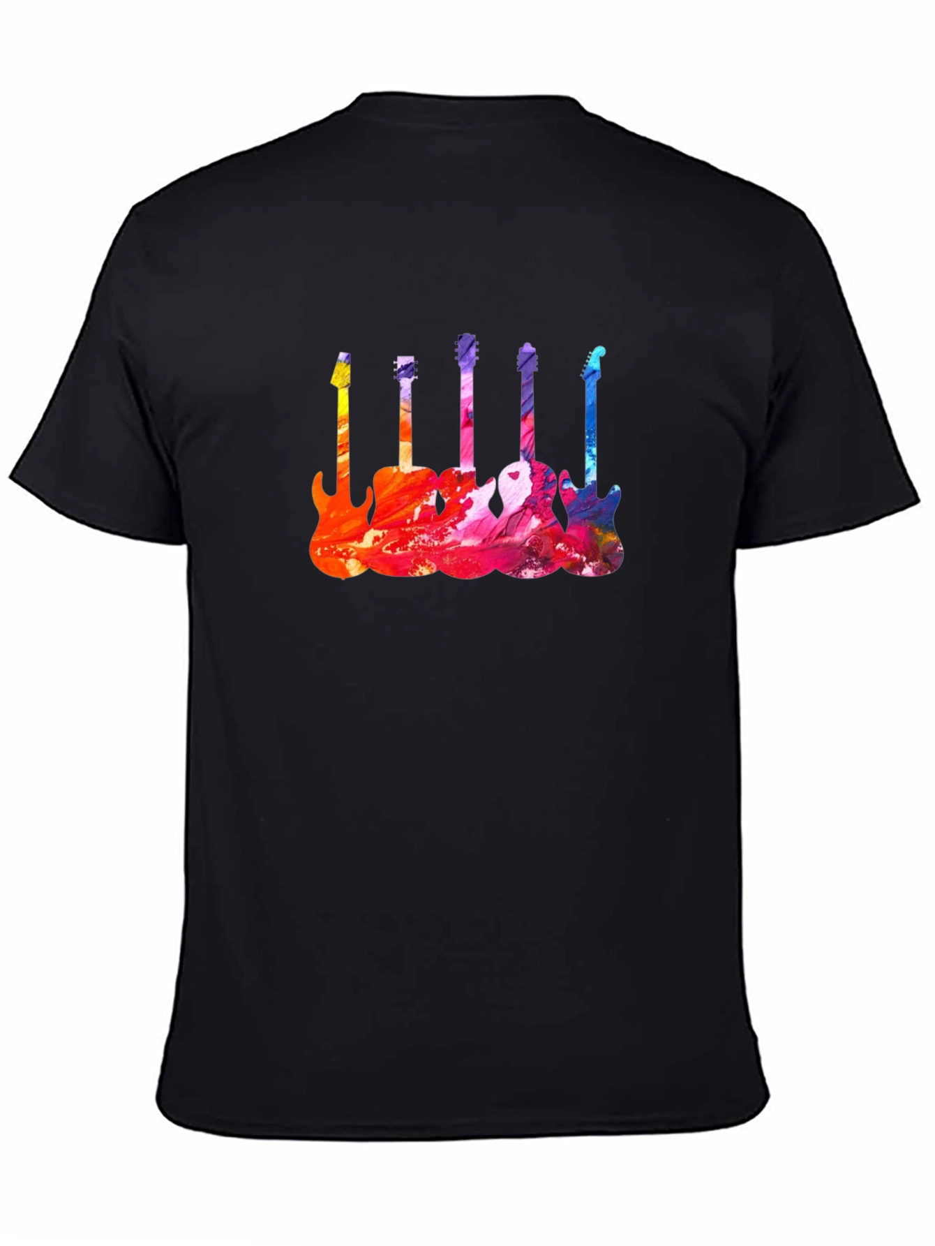 Black Colorful Guitar T-Shirt - Music Lover Tee view 4