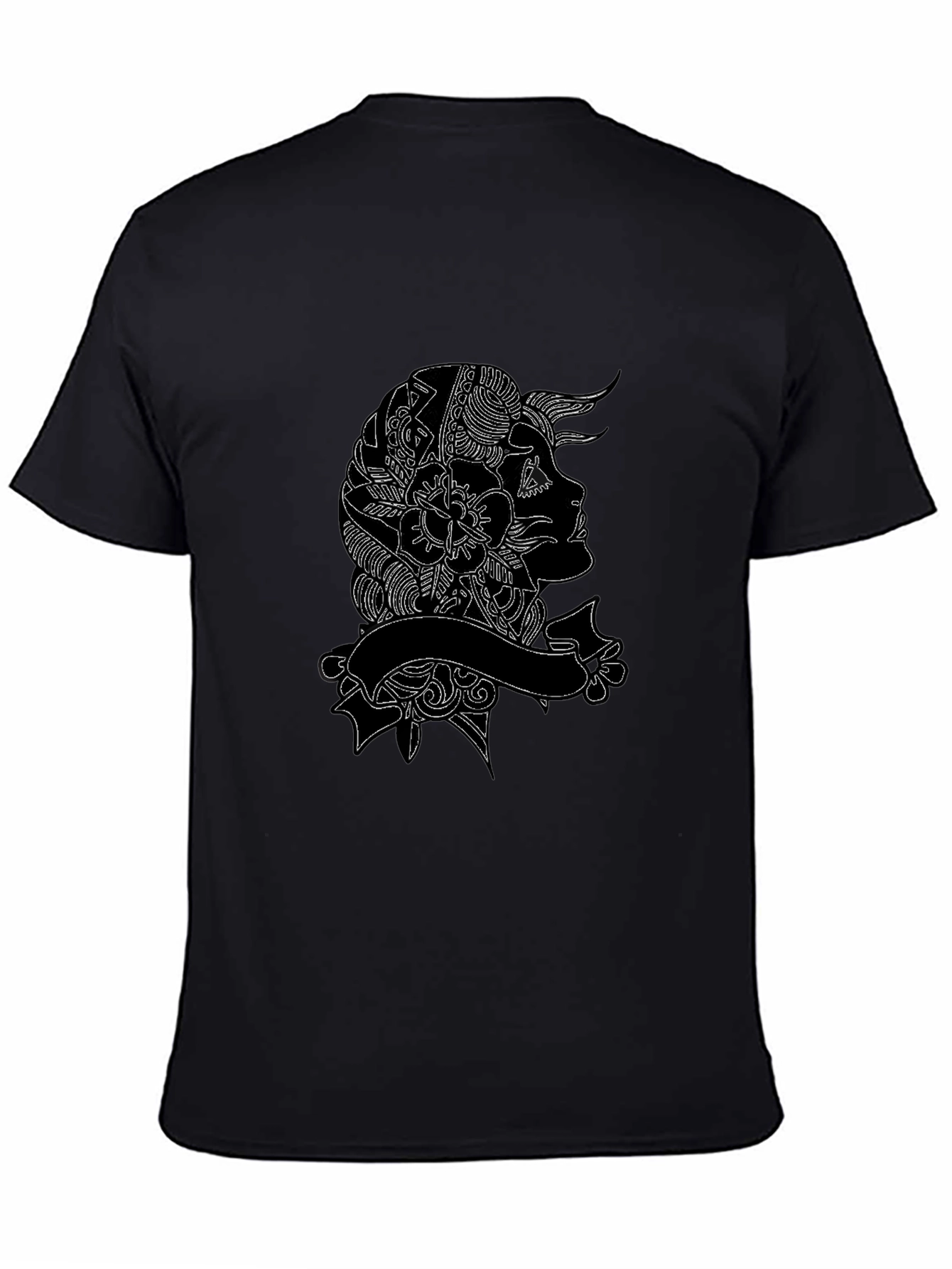 Black Graphic Tee - Tattoo Art Design - 4